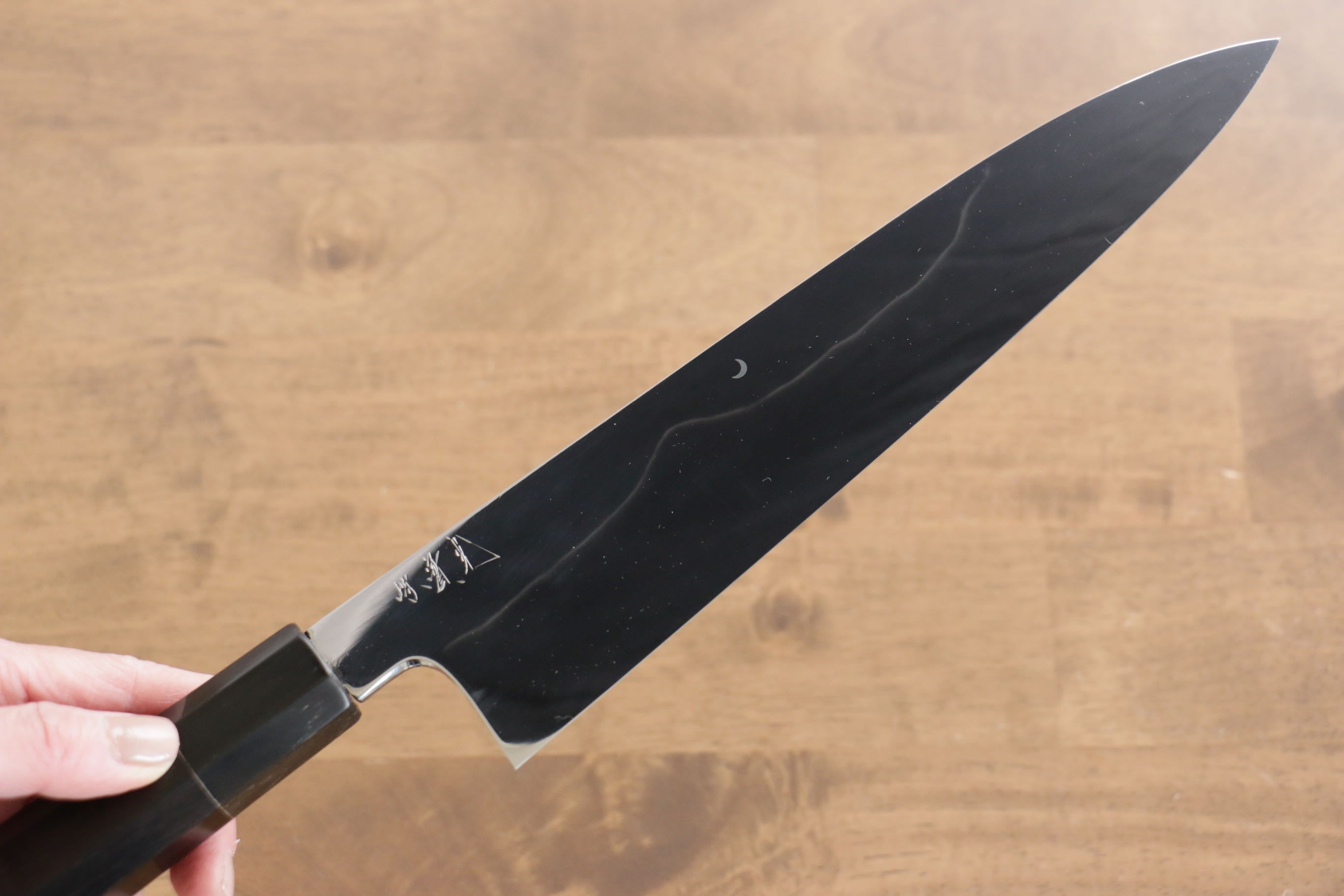 Jikko Fujisan Honyaki White Steel No.3 Gyuto 240mm Ebony Wood Handle Kasumi - Japanny - Best Japanese Knife