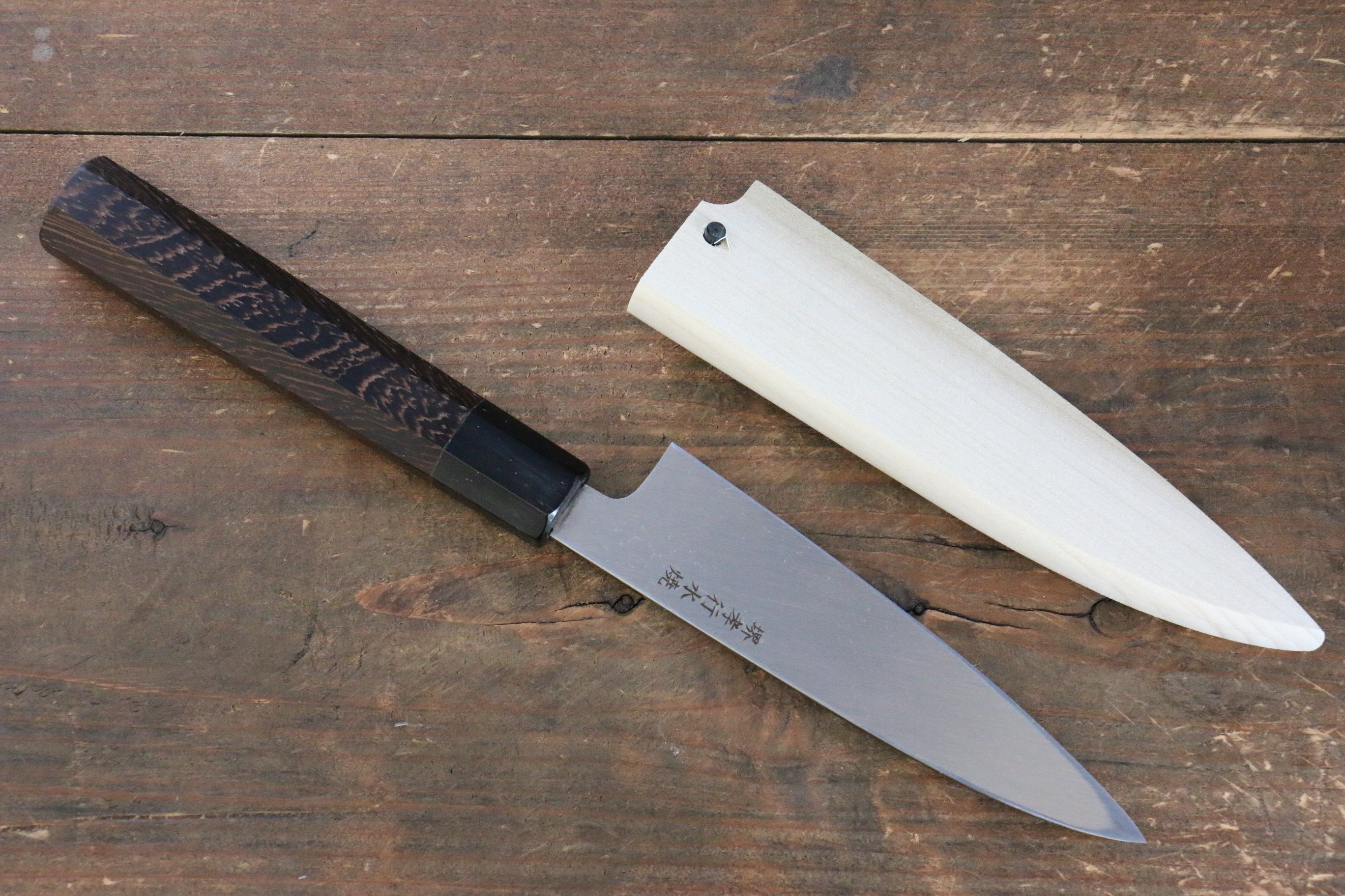 Sakai Takayuki Honyaki White Steel No.2 Baran 120mm Wenge Handle with Sheath - Japanny - Best Japanese Knife