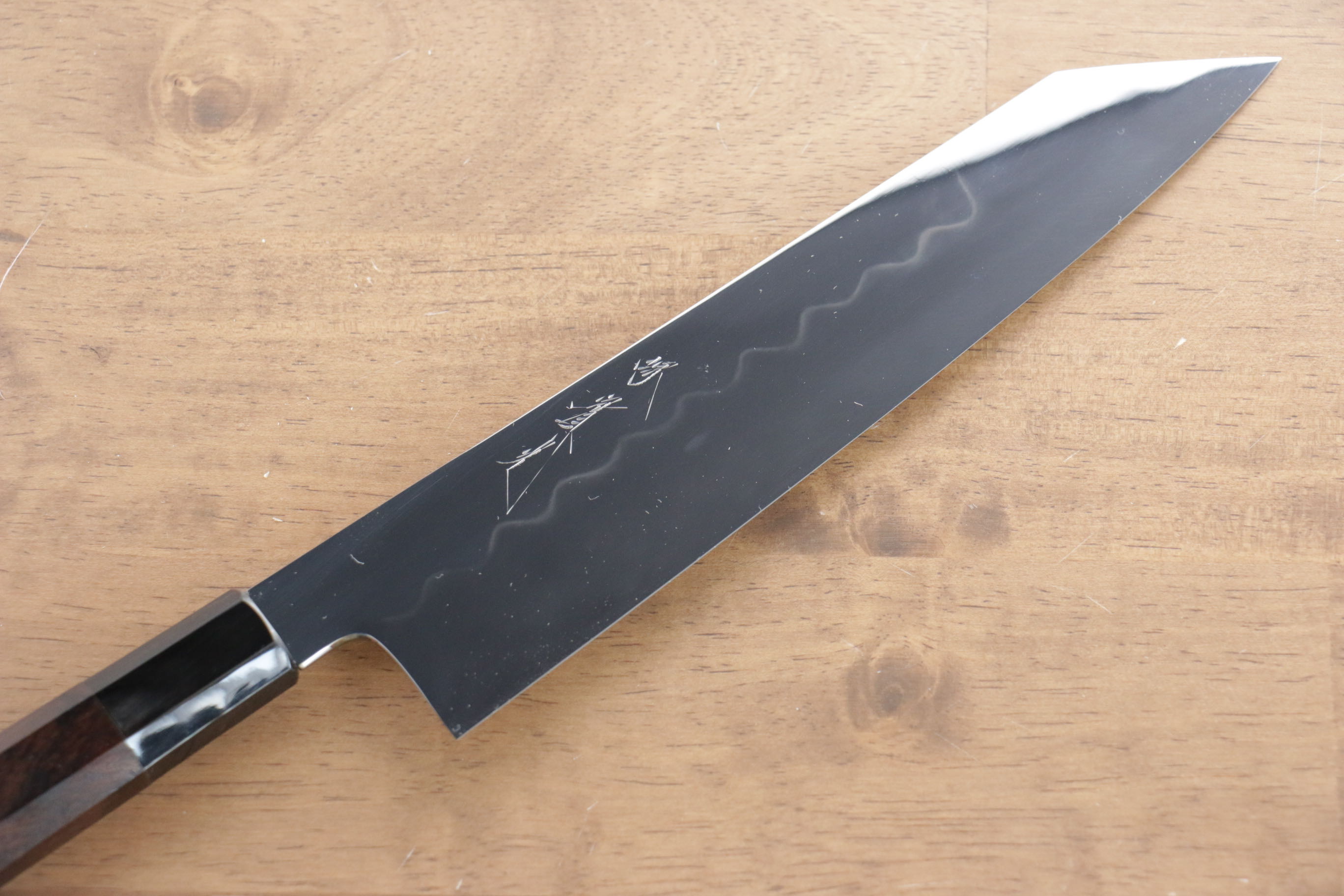 Jikko Honyaki White Steel No.3 Mirrored Finish Kiritsuke Gyuto 210mm Ebony Wood Handle - Japanny - Best Japanese Knife