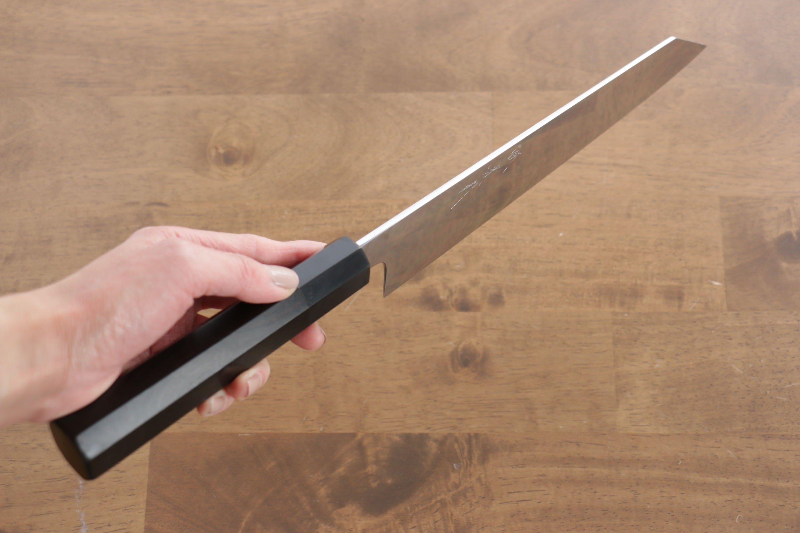 Jikko Honyaki White Steel No.3 Mirrored Finish Kiritsuke Gyuto 240mm Ebony Wood Handle - Japanny - Best Japanese Knife