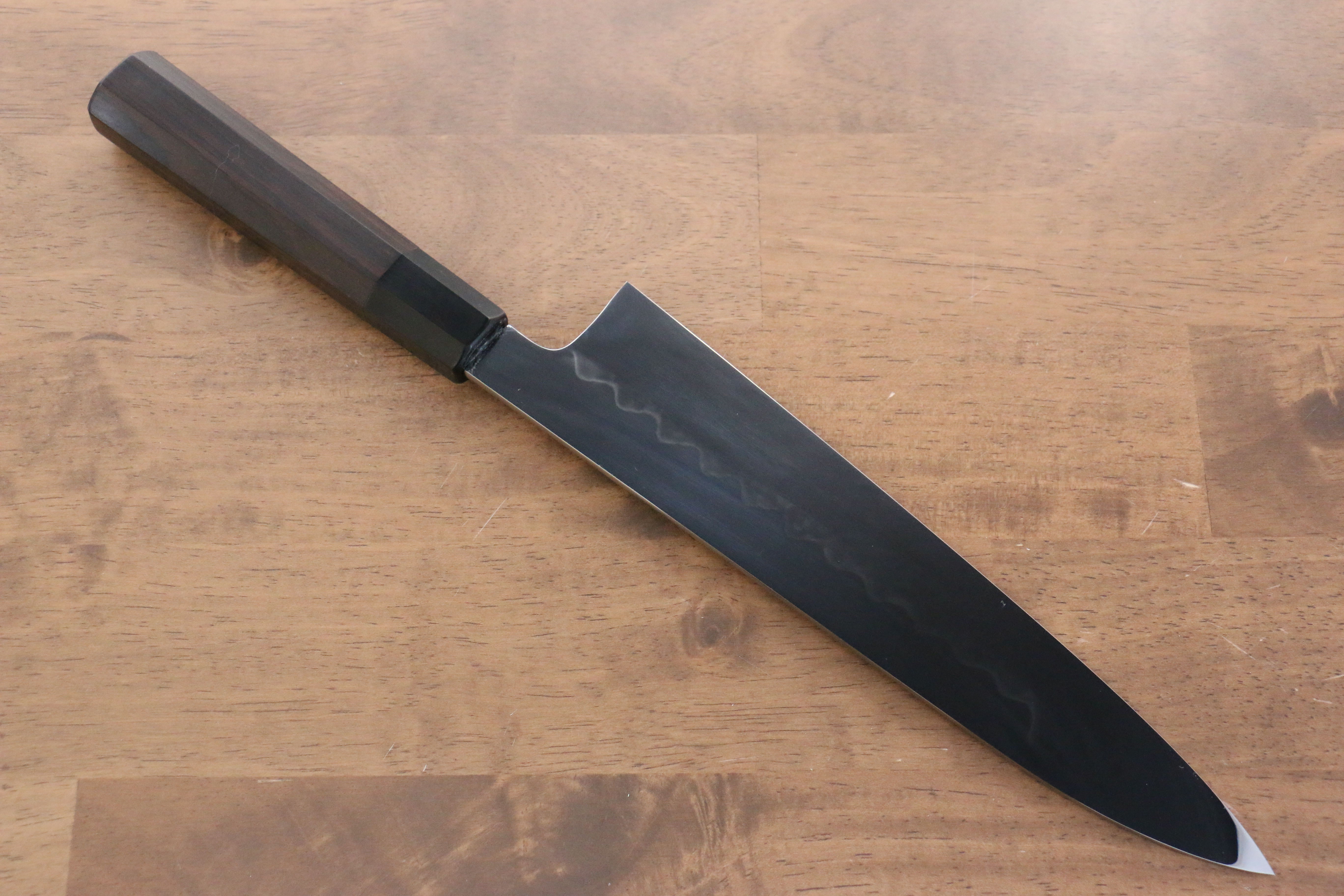 Jikko Honyaki White Steel No.3 Mirrored Finish Gyuto 240mm Ebony Wood Handle - Japanny - Best Japanese Knife