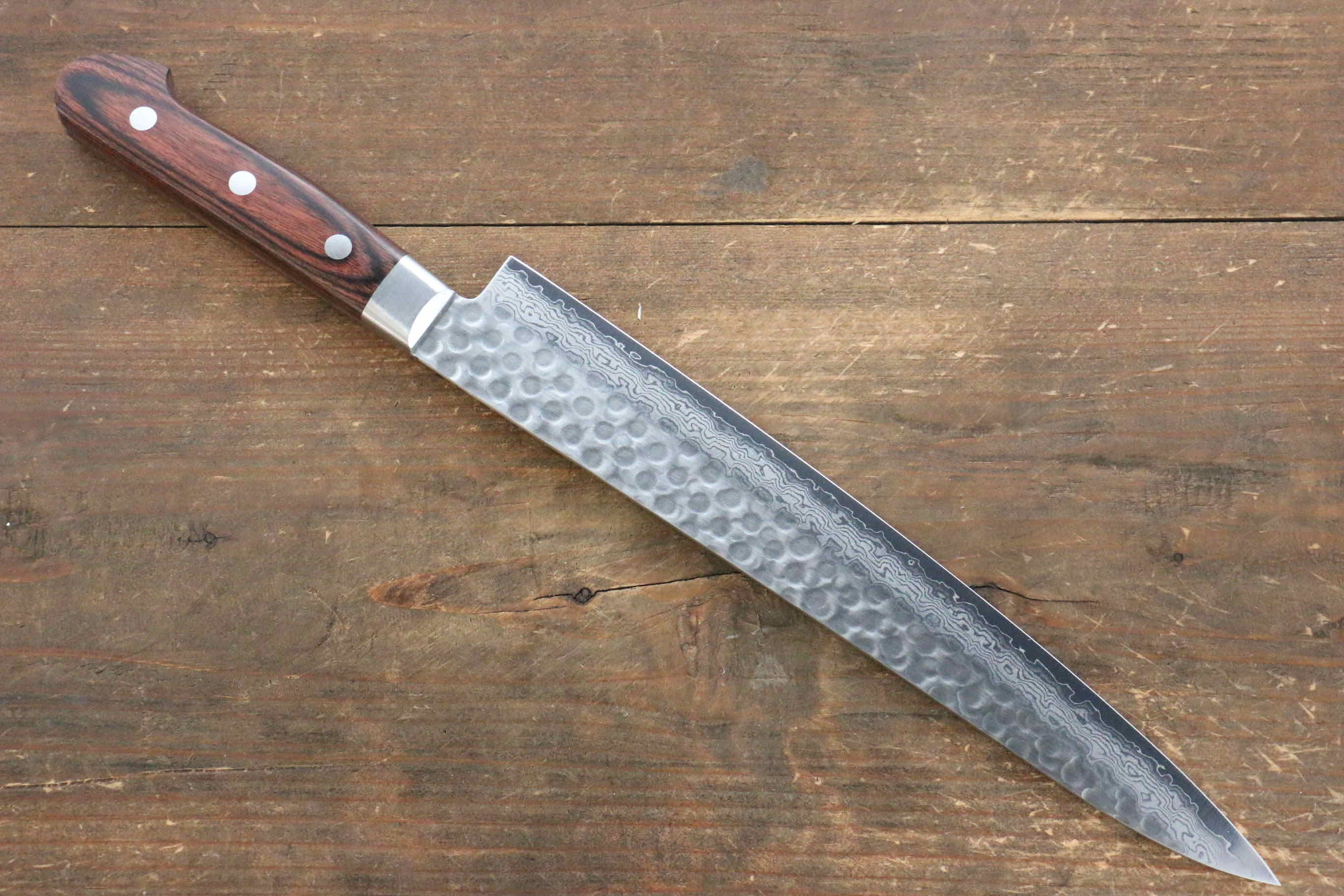 Jikko VG10 17 Layer Sujihiki 240mm Mahogany Handle - Japanny - Best Japanese Knife