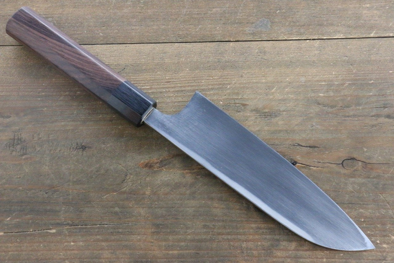 Seisuke Blue Steel No.2 Hammered Kurouchi Santoku 180mm Shitan Handle - Japanny - Best Japanese Knife