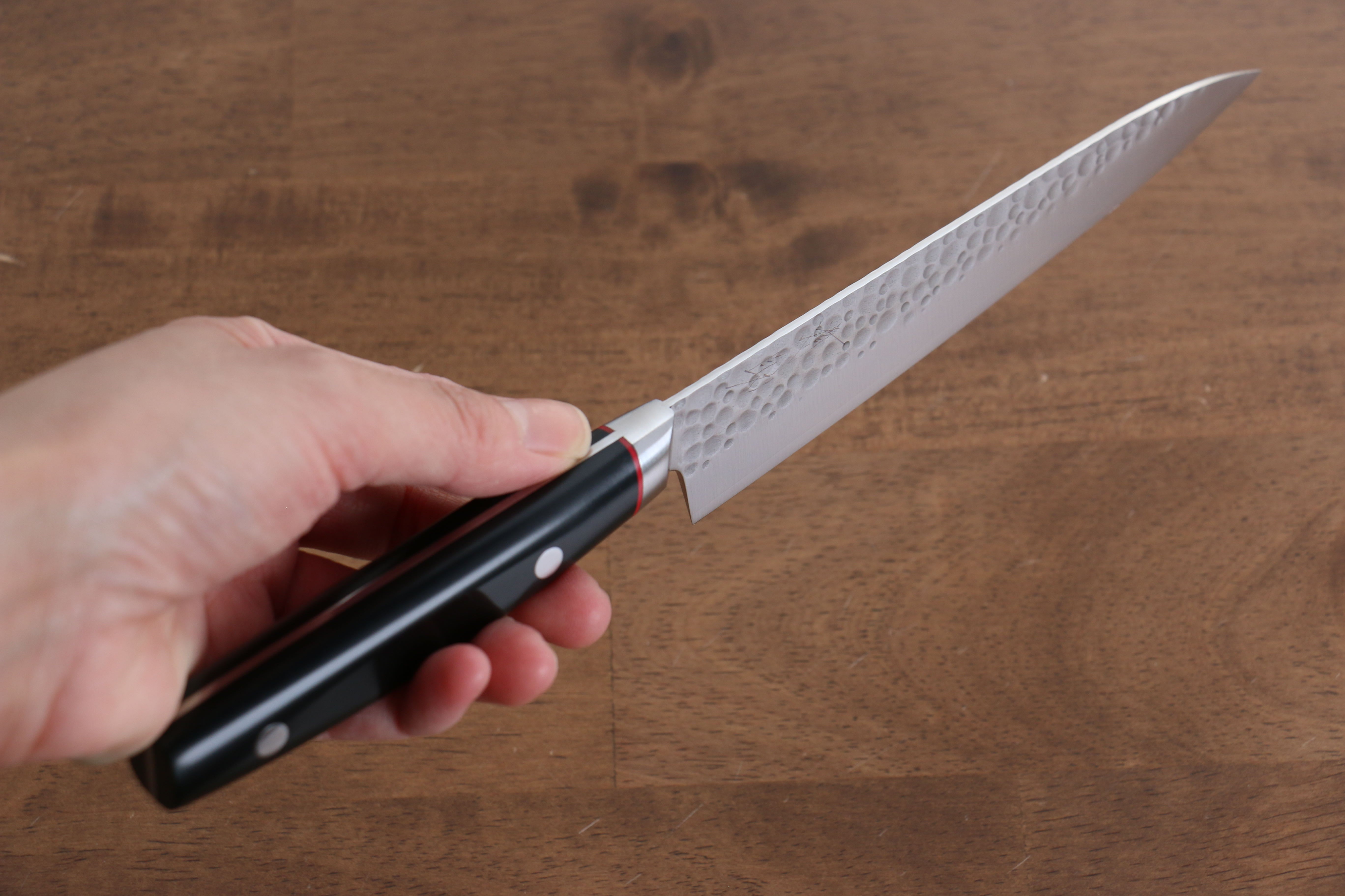 Seisuke PRO-J VG10 Hammered Petty-Utility 150mm Black Micarta Handle - Japanny - Best Japanese Knife