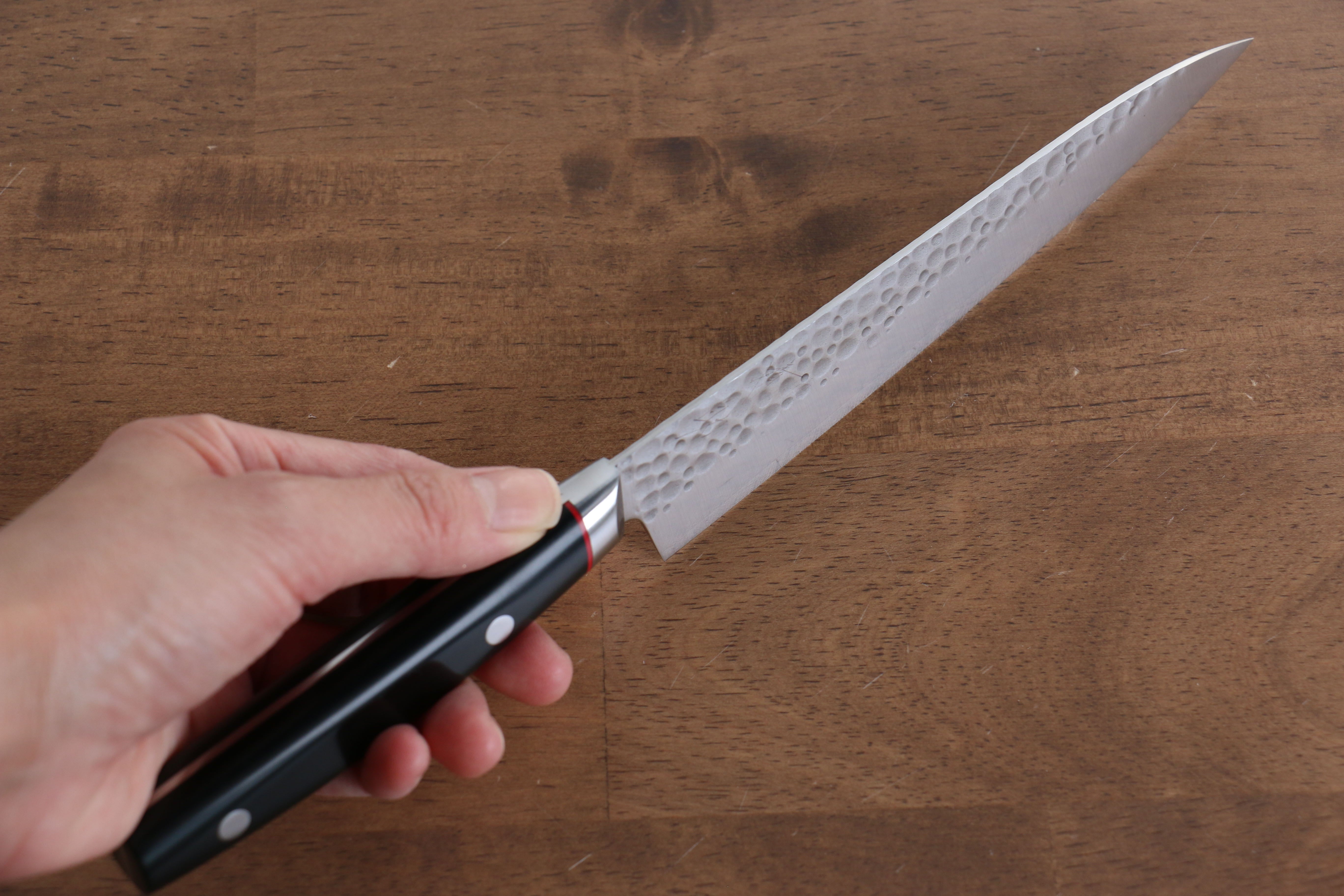 Seisuke PRO-J VG10 Hammered Petty-Utility 150mm Black Micarta Handle - Japanny - Best Japanese Knife