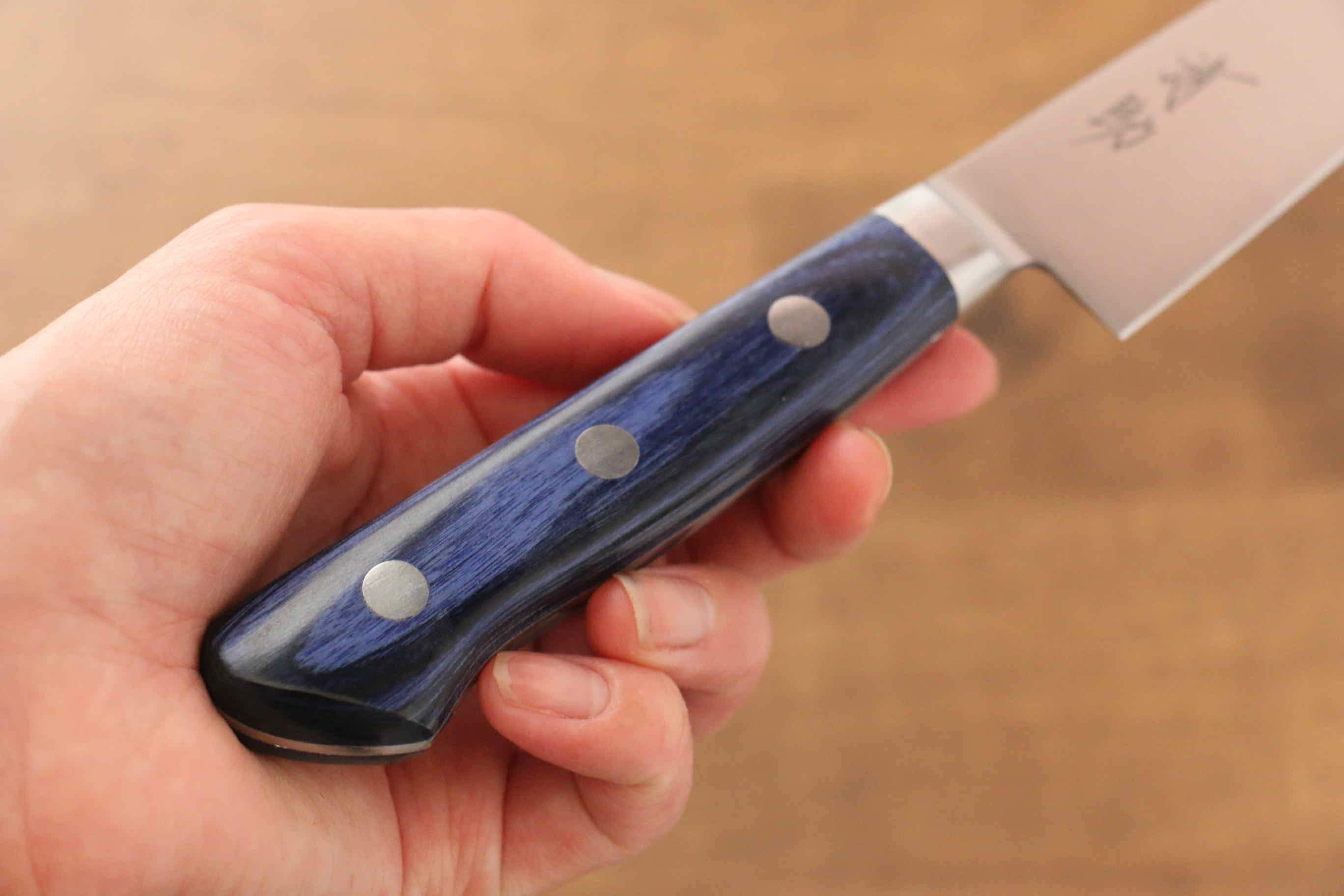 Seisuke Seiten Molybdenum Petty-Utility 150mm Blue Pakka wood Handle with Sheath - Japanny - Best Japanese Knife