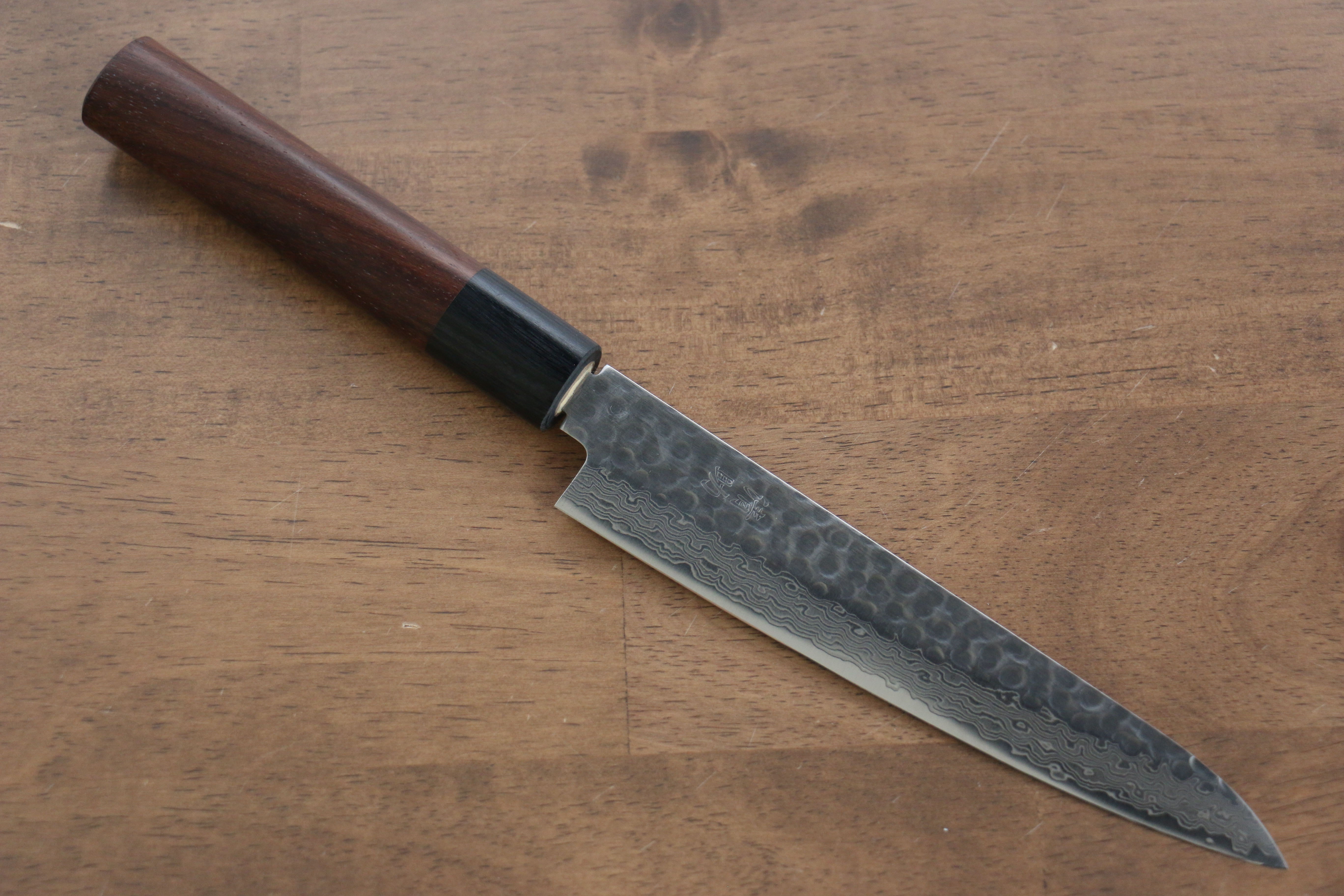 Seisuke Sumi VG10 16 Layer Hammered Damascus Petty-Utility 150mm Shitan Handle - Japanny - Best Japanese Knife