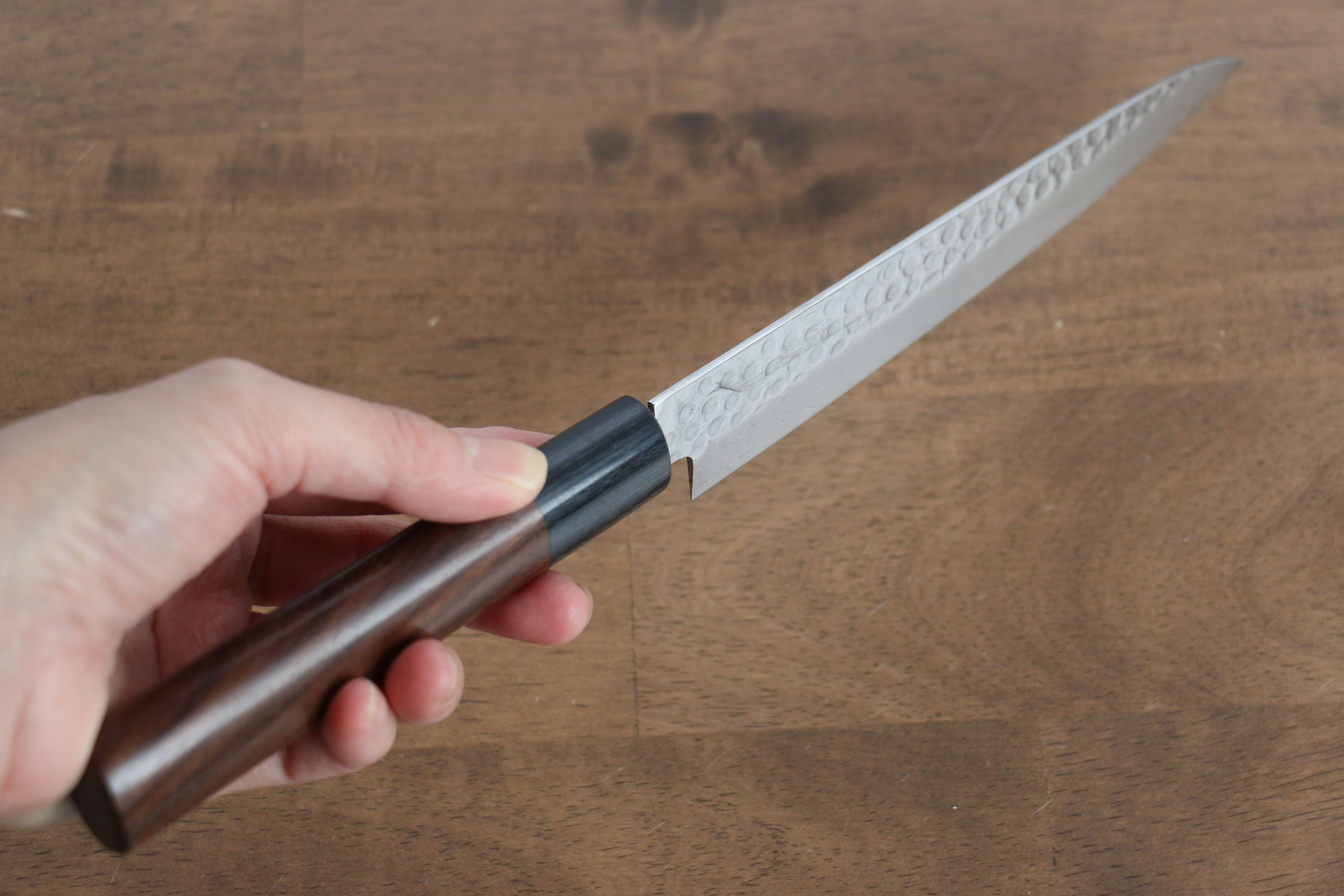 Seisuke Sumi VG10 16 Layer Hammered Damascus Petty-Utility 150mm Shitan Handle - Japanny - Best Japanese Knife