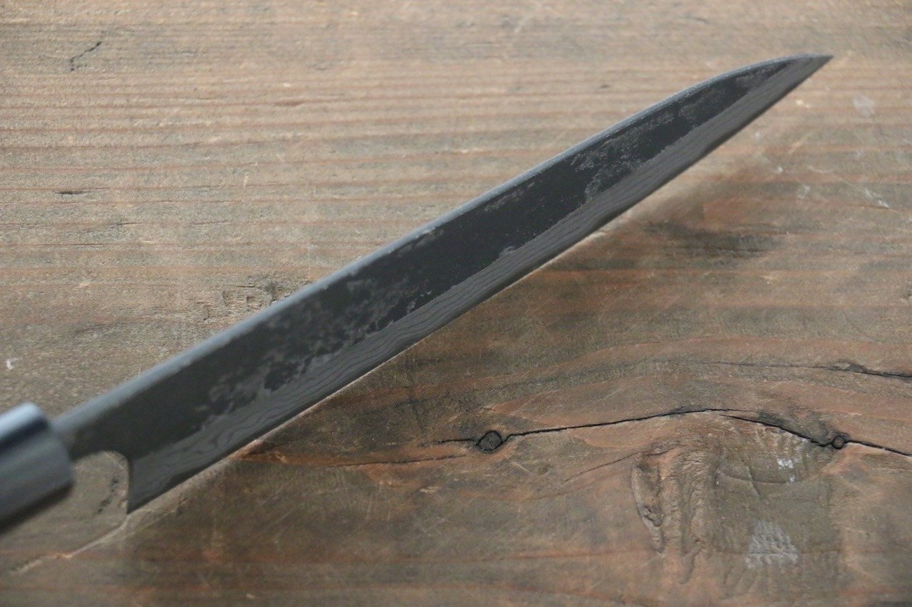 Shungo Ogata White Steel No.2 Kurouchi Damascus Petty-Utility 150mm Shitan Handle - Japanny - Best Japanese Knife