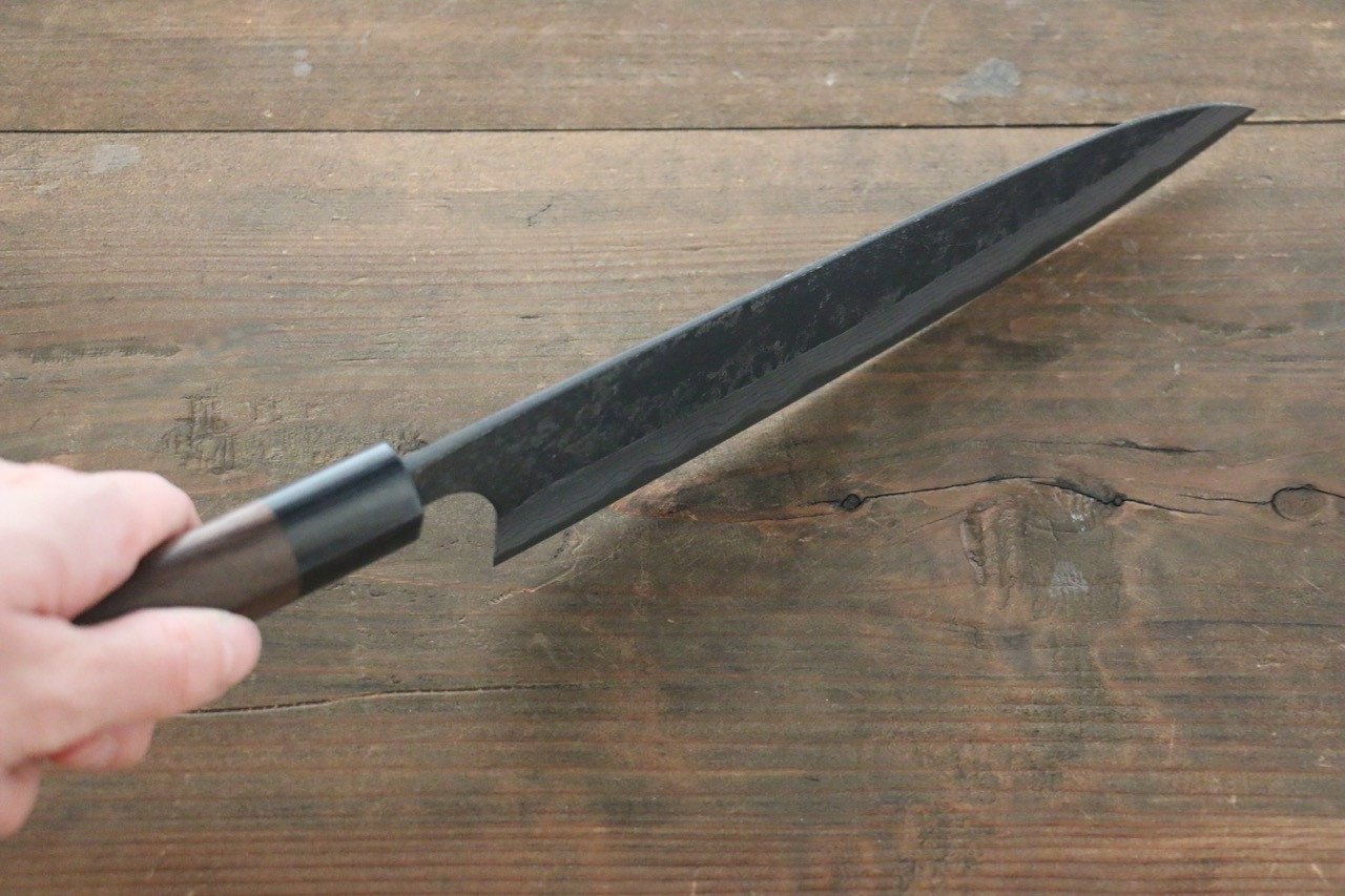 Shungo Ogata White Steel No.2 Kurouchi Damascus Gyuto 210mm Shitan Handle - Japanny - Best Japanese Knife