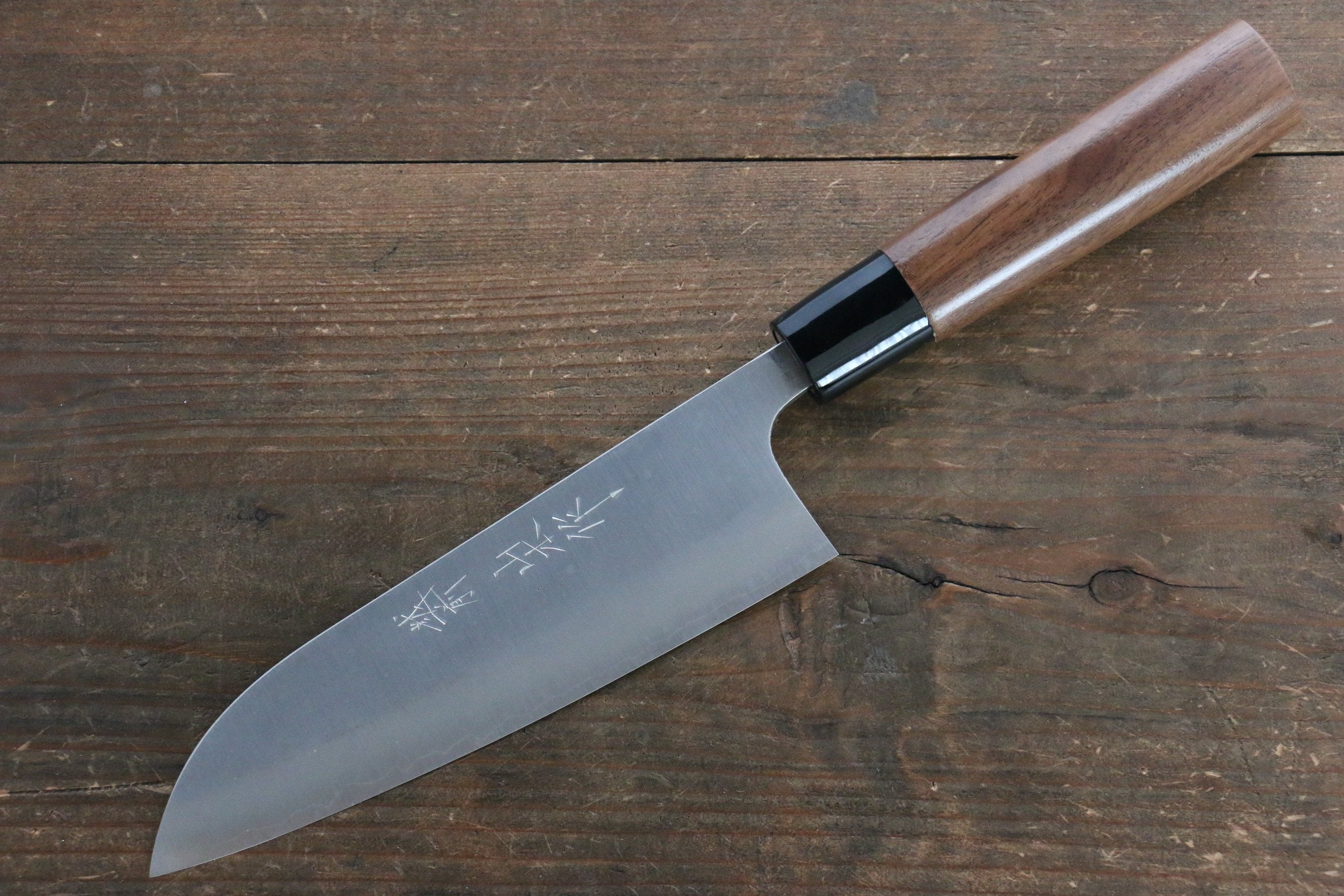 Nao Yamamoto Silver Steel No.3 Nashiji Santoku 165mm Walnut Handle - Japanny - Best Japanese Knife