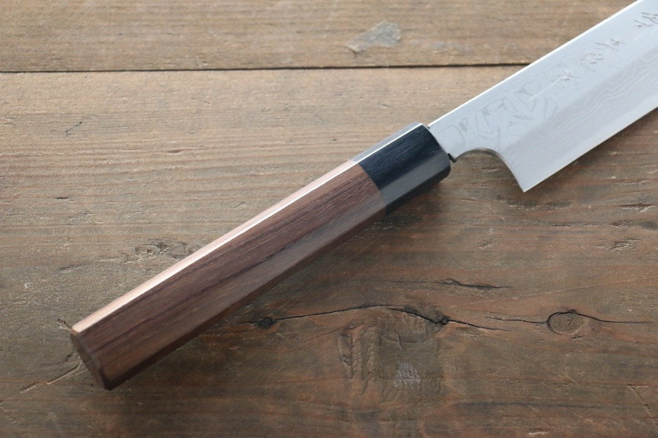 Hideo Kitaoka White Steel No.2 Damascus Kiritsuke Yanagiba 270mm Shitan Handle - Japanny - Best Japanese Knife