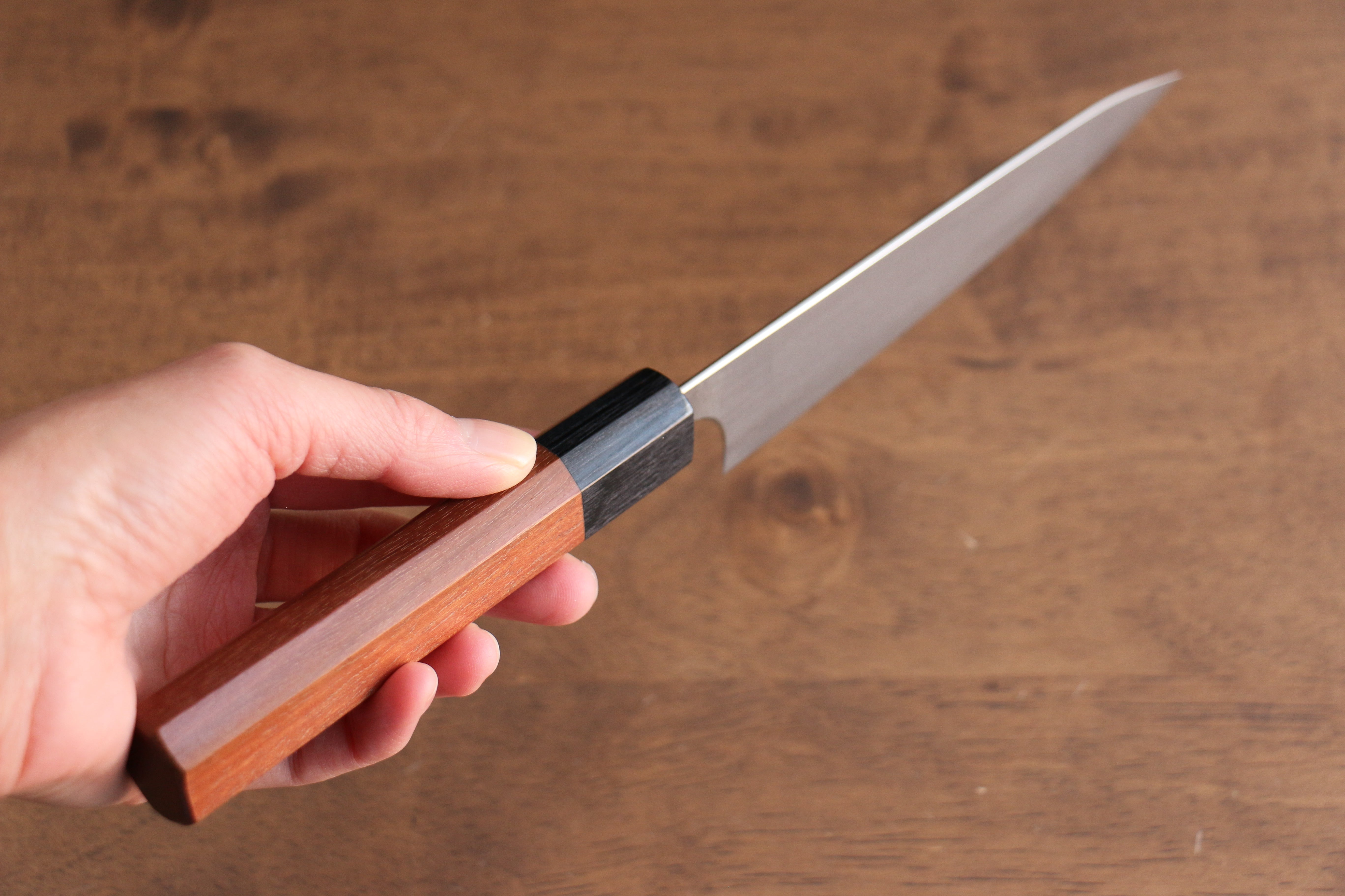 Shibata Takayuki Koutetsu Blue Super Petty-Utility 135mm Jarrah Handle - Japanny - Best Japanese Knife