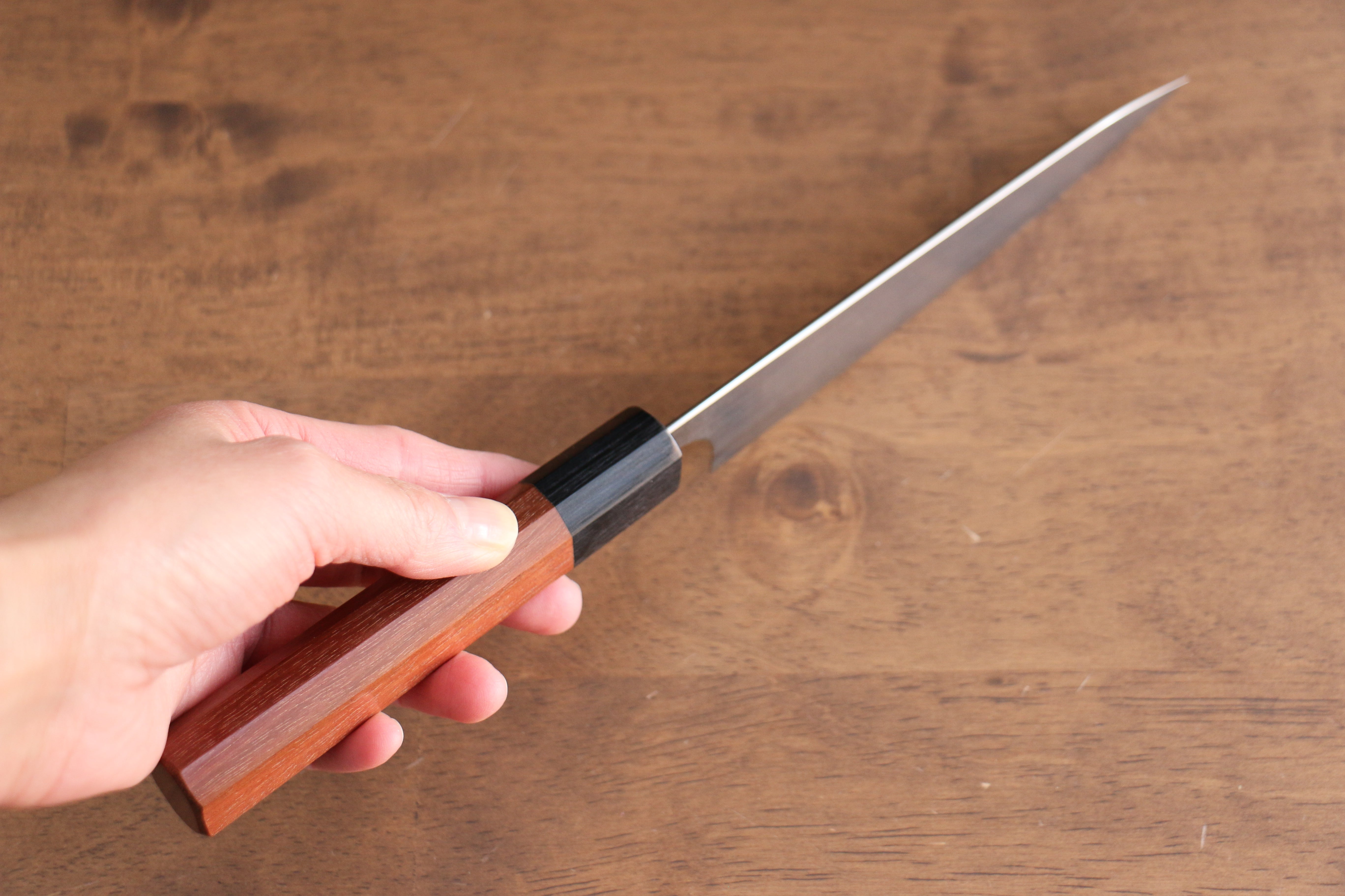 Shibata Takayuki Koutetsu Blue Super Petty-Utility 135mm Jarrah Handle - Japanny - Best Japanese Knife
