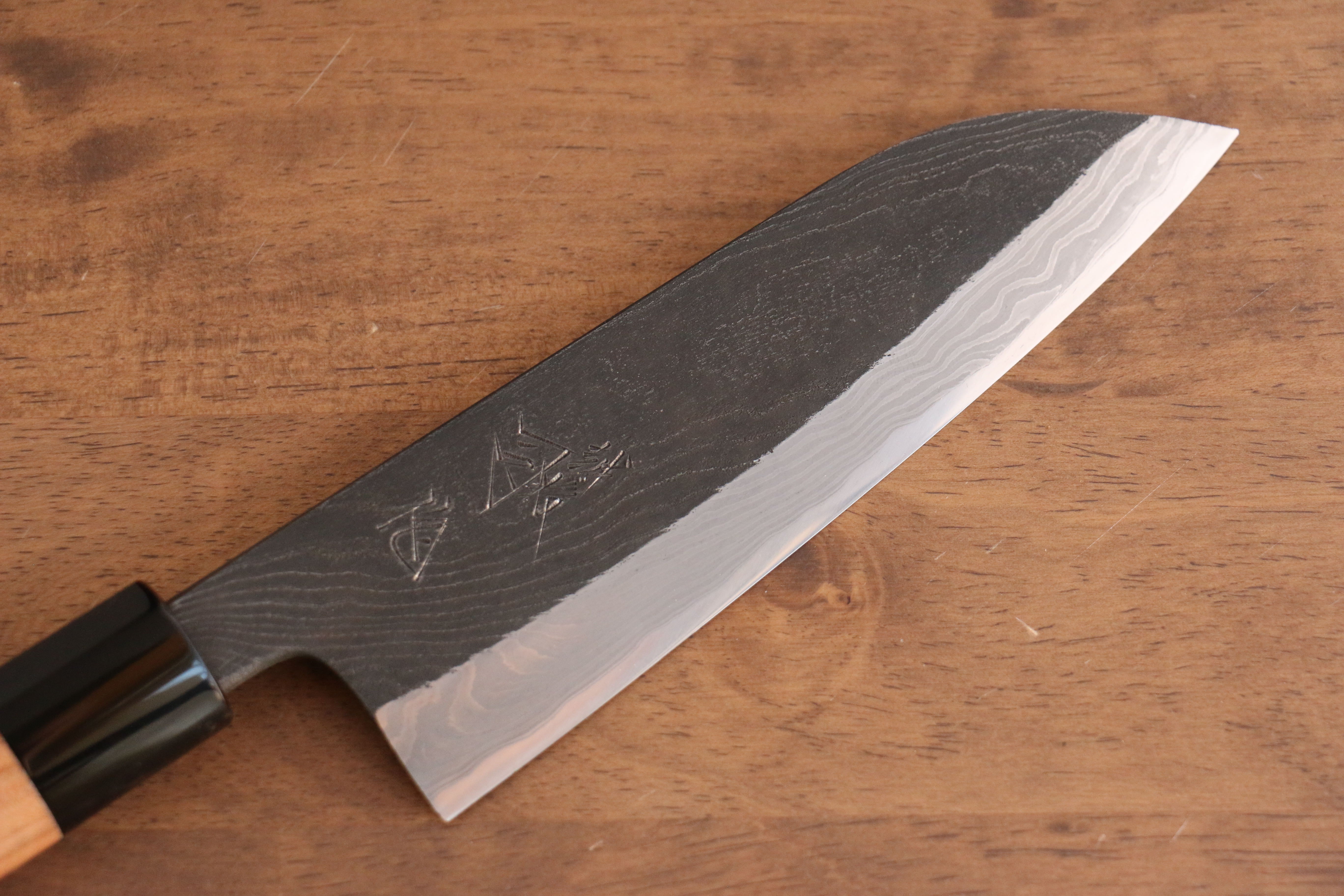 Tsukasa Hinoura Tamahagane Kurouchi Santoku 165mm Wild Cherry Handle - Japanny - Best Japanese Knife