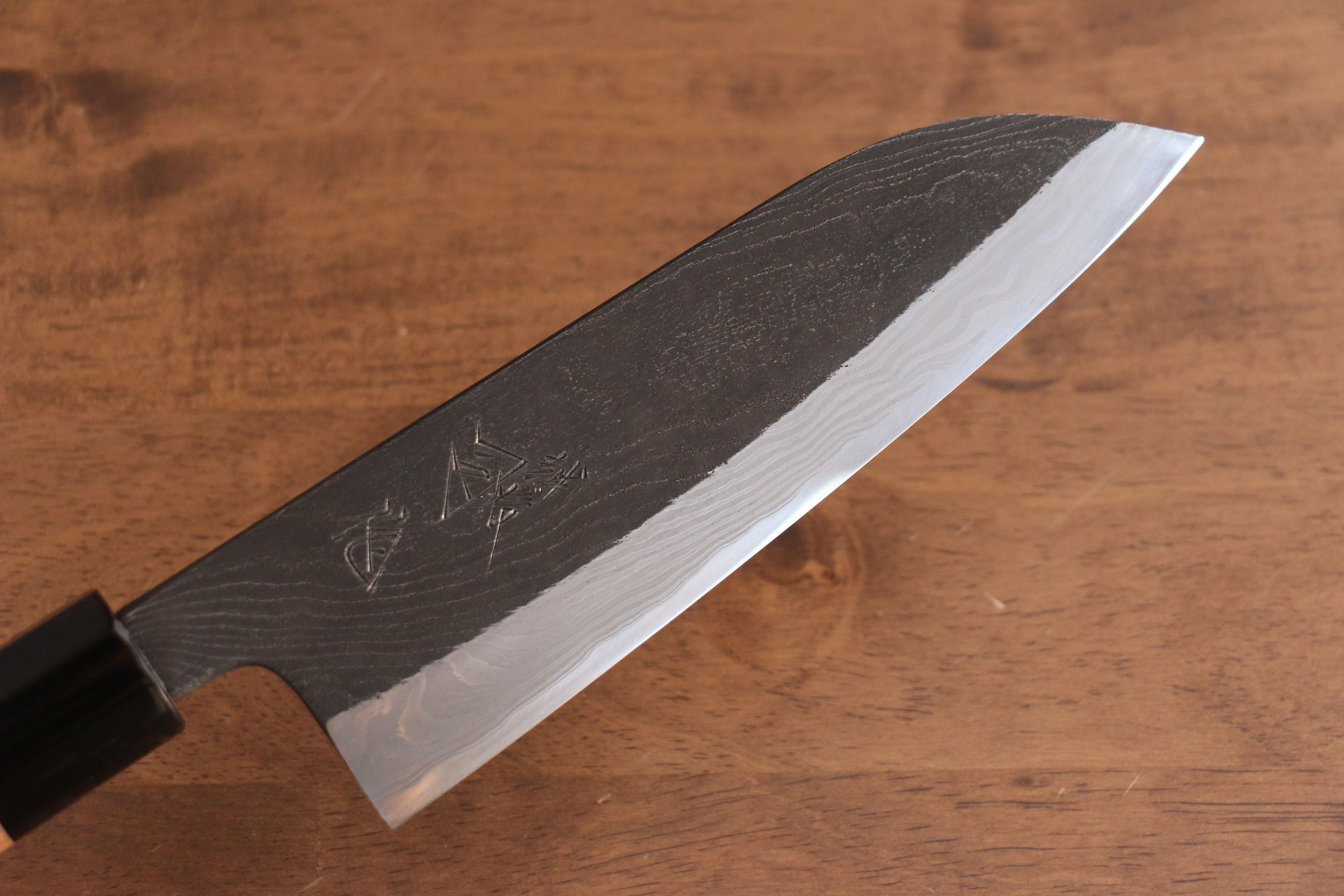 Tsukasa Hinoura Tamahagane Kurouchi Santoku 165mm Wild Cherry Handle - Japanny - Best Japanese Knife