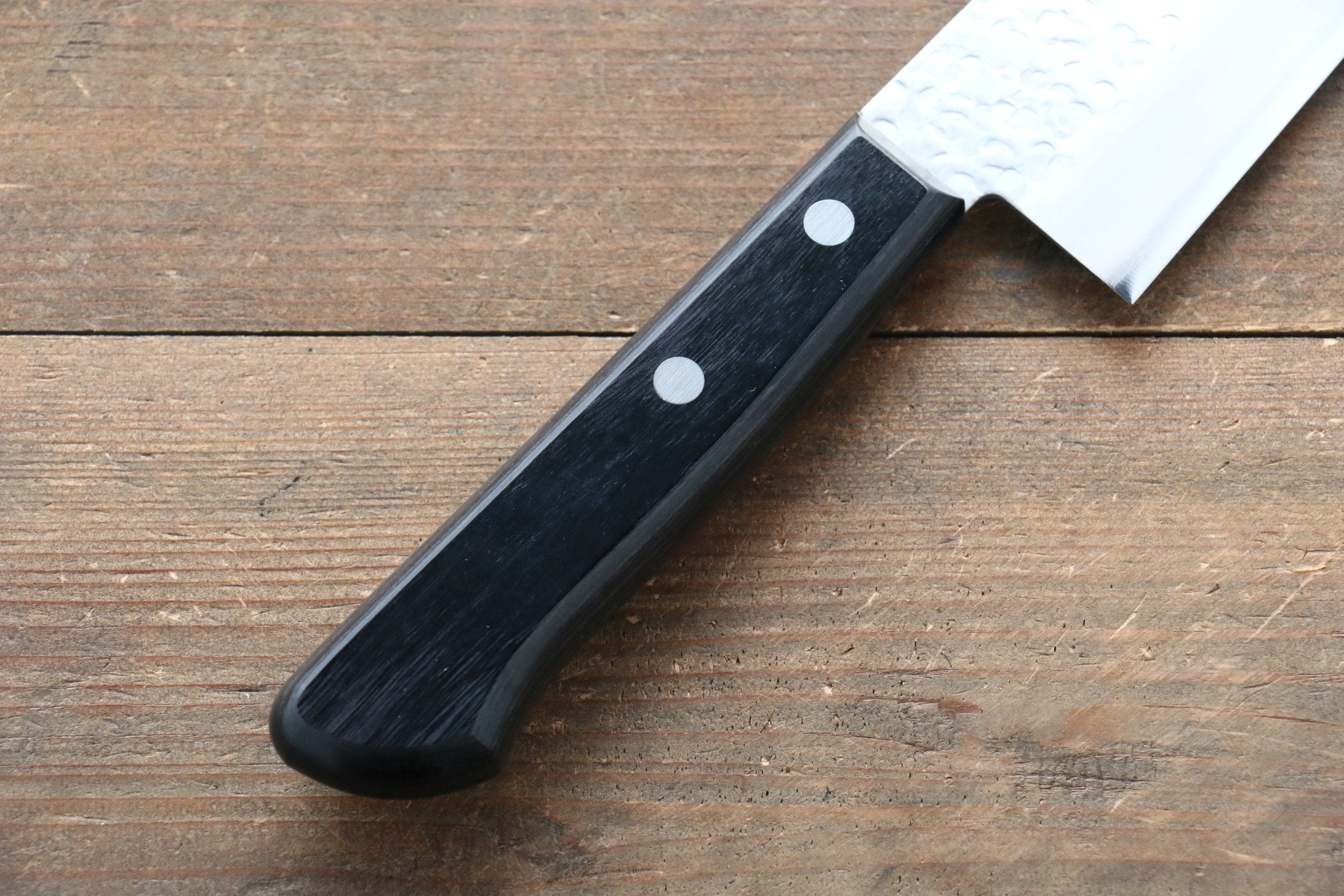 Takamura Knives Chromax Steel Hammered Santoku 170mm with Black Pakka wood Handle - Japanny - Best Japanese Knife