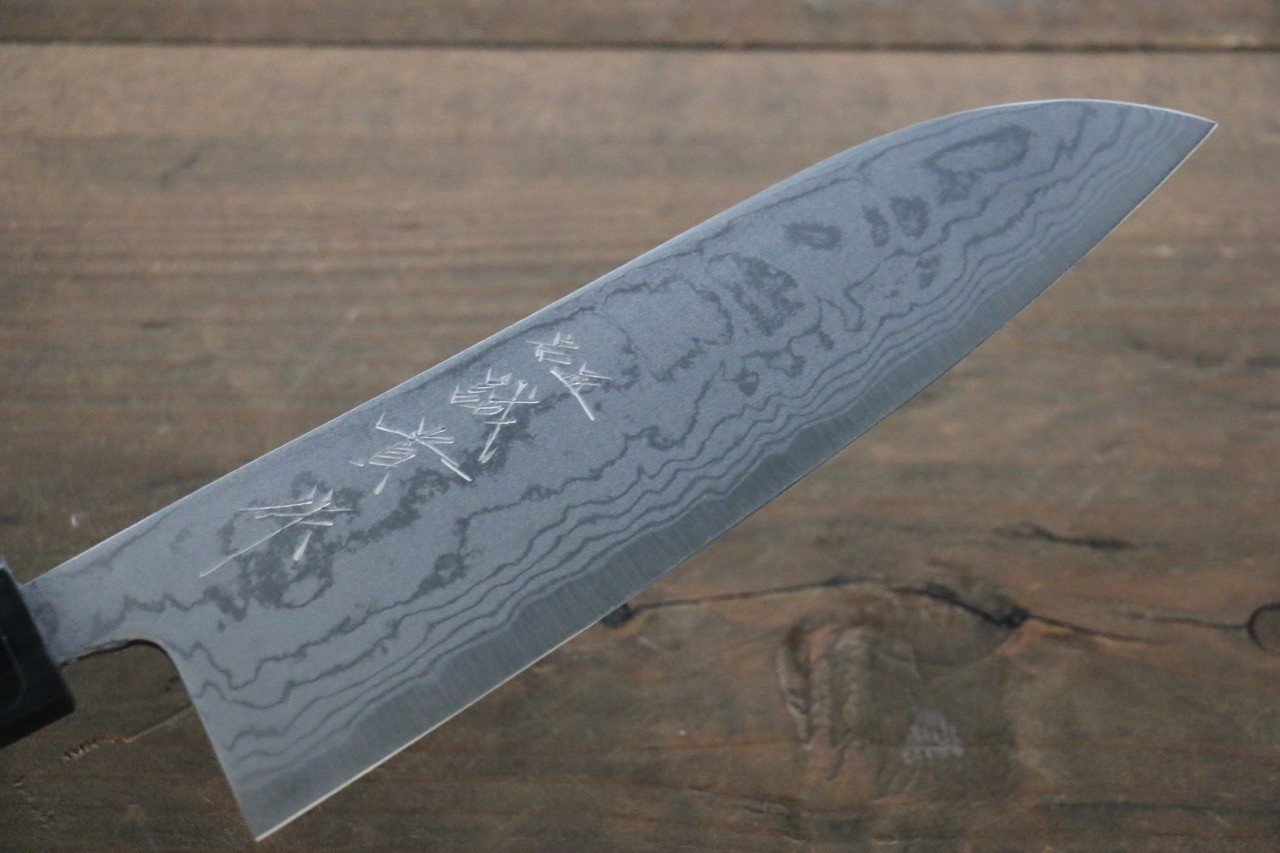 Shigeki Tanaka Blue Steel No.2 Damascus Santoku 165mm Walnut Handle - Japanny - Best Japanese Knife