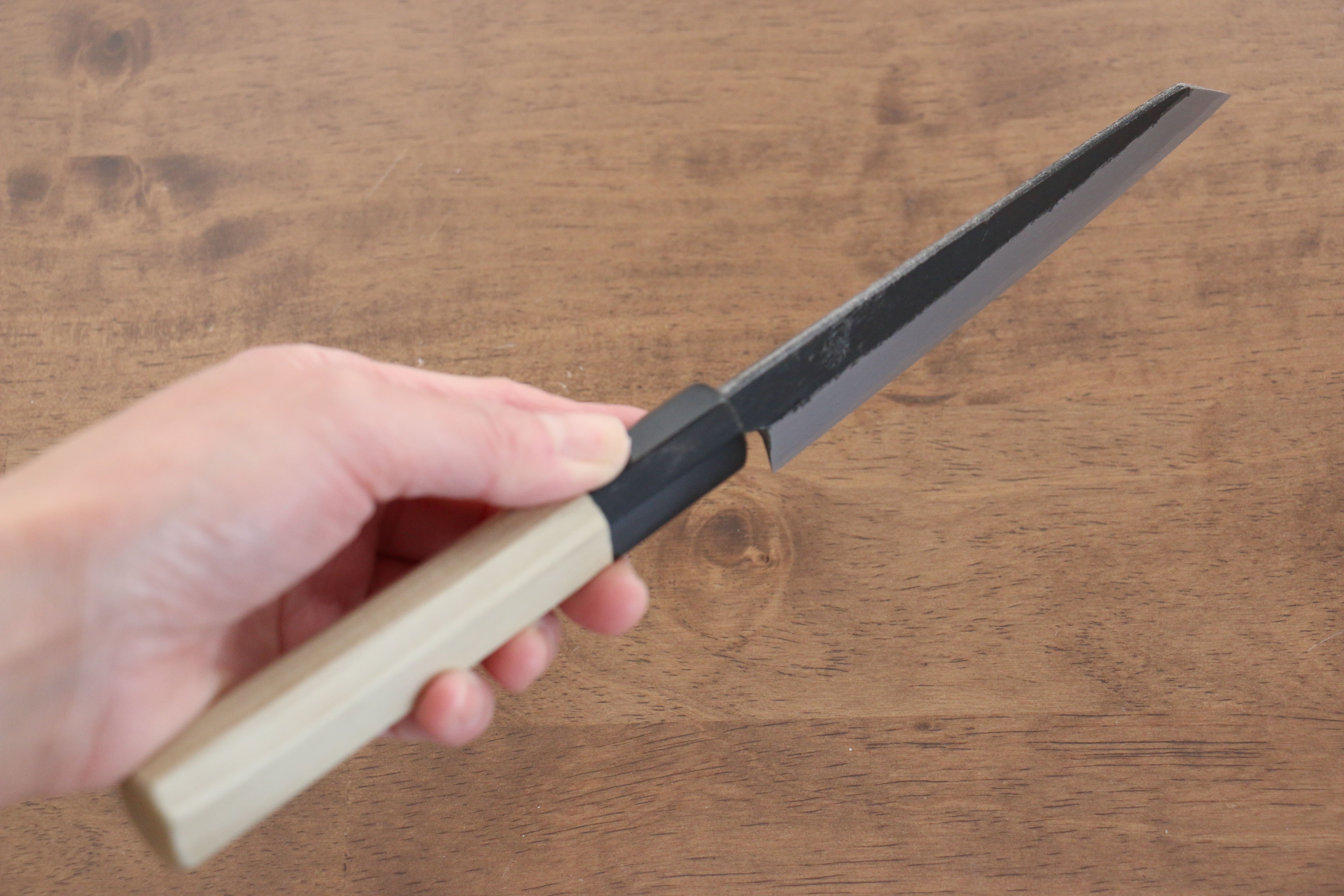 Kikuzuki White Steel No.2 Black Finished Kiritsuke Petty-Utility 135mm Magnolia Handle - Japanny - Best Japanese Knife