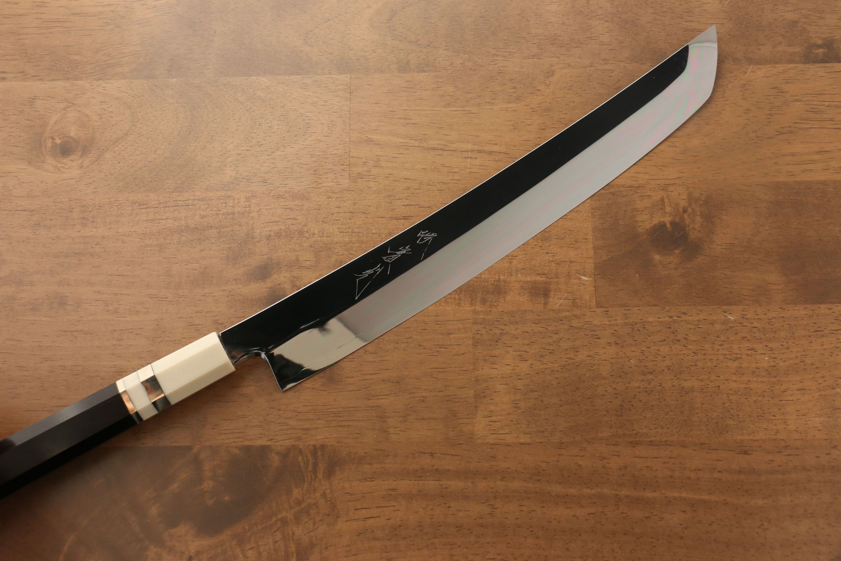 Jikko Silver Steel No.3 Sakimaru Yanagiba 300mm Ebony with Ring Handle - Japanny - Best Japanese Knife