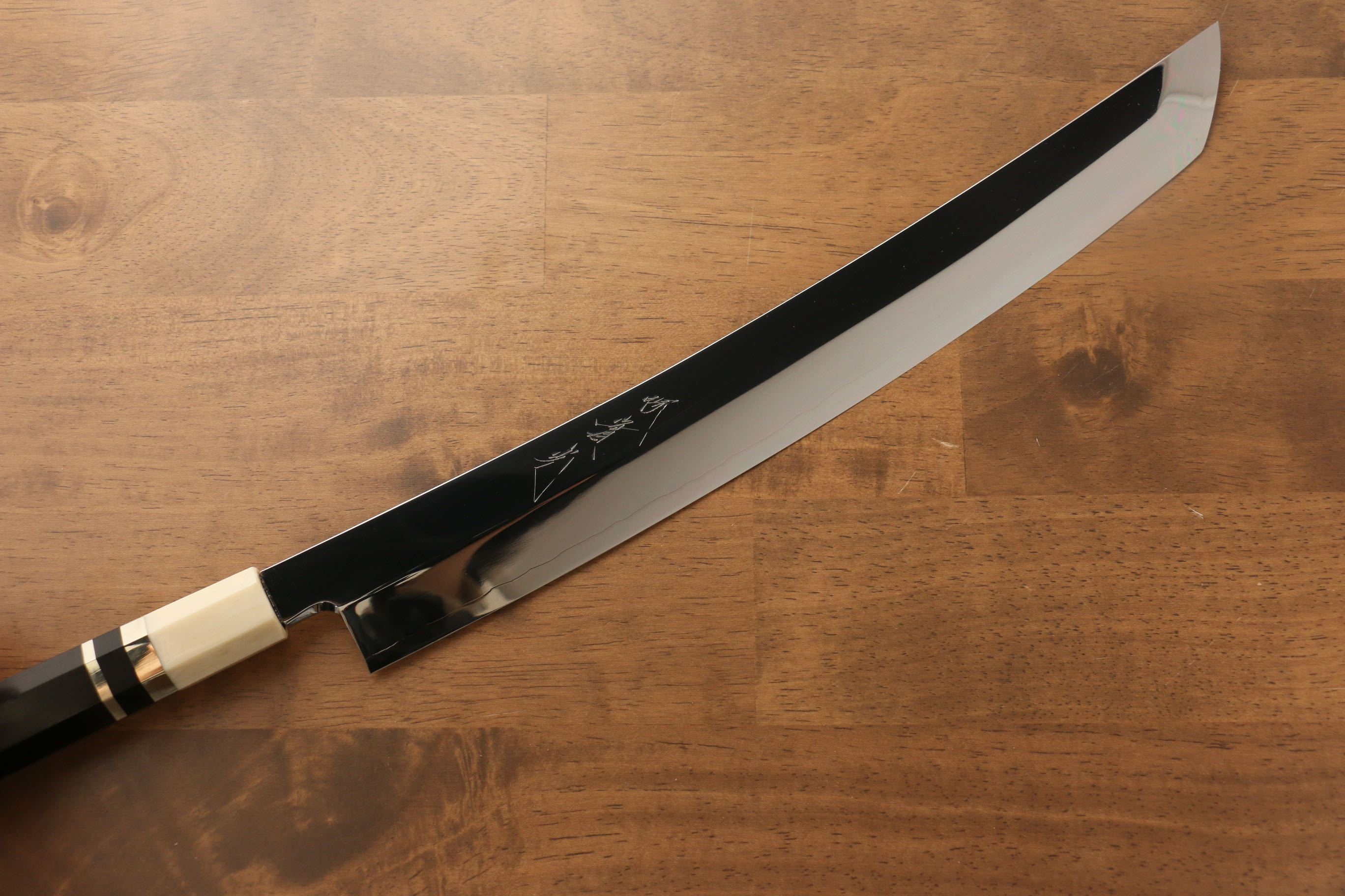 Jikko Silver Steel No.3 Sakimaru Yanagiba 330mm Ebony with Ring Handle - Japanny - Best Japanese Knife