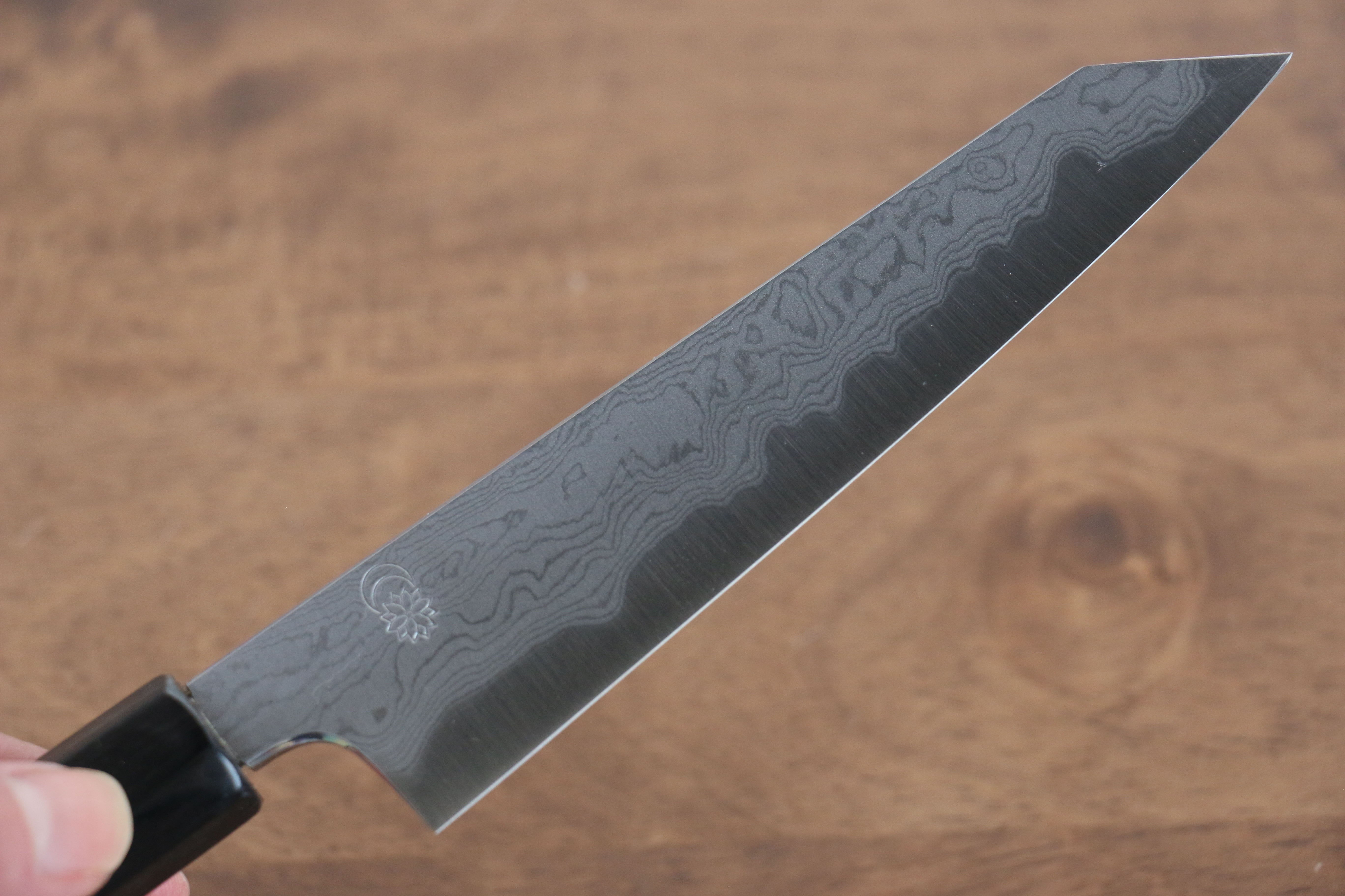 Kikuzuki Blue Steel No.1 Damascus Kiritsuke Petty-Utility 135mm Magnolia Handle - Japanny - Best Japanese Knife