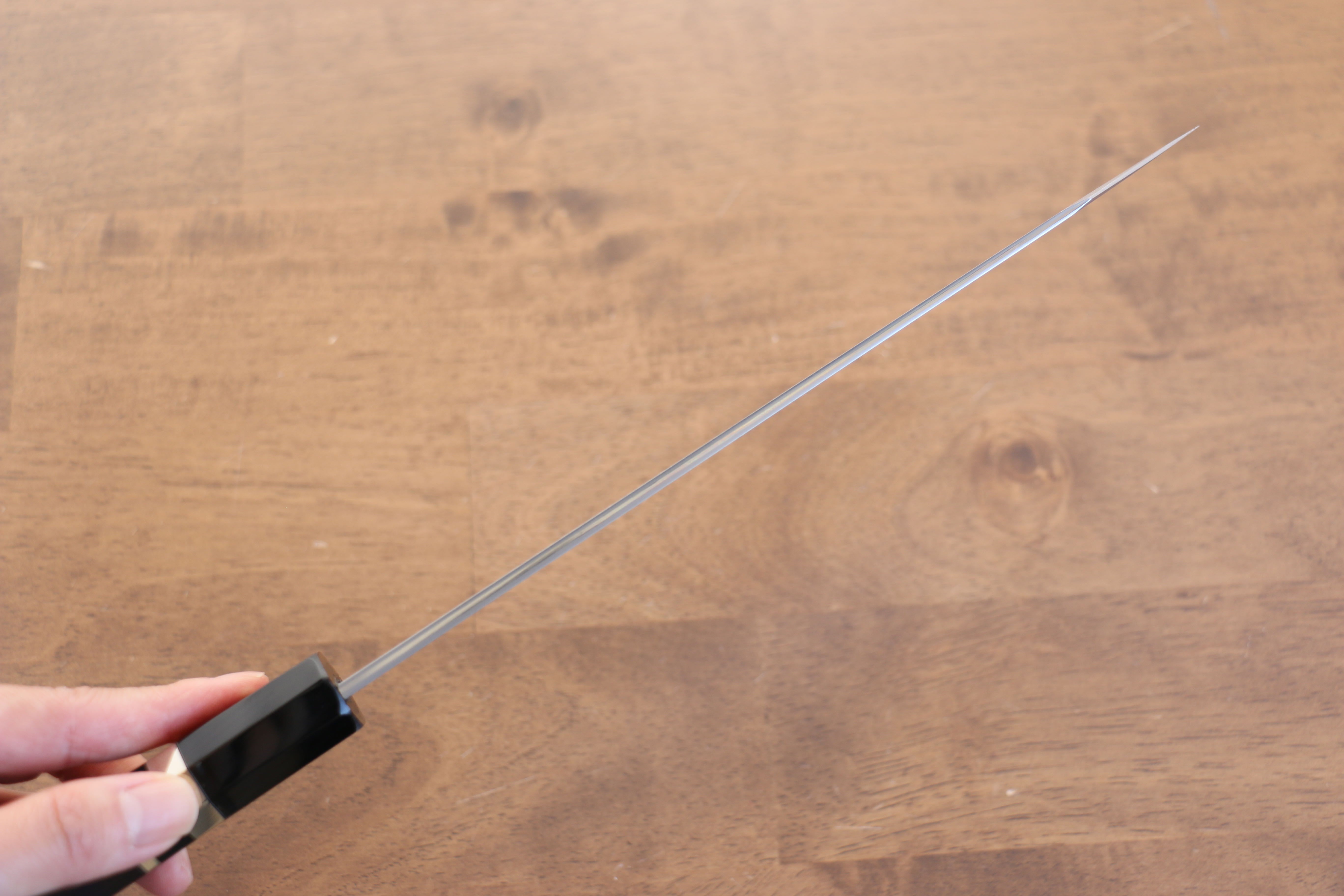 Jikko Blue Steel Damascus Kiritsuke Gyuto 210mm Ebony with Double Ring Handle - Japanny - Best Japanese Knife