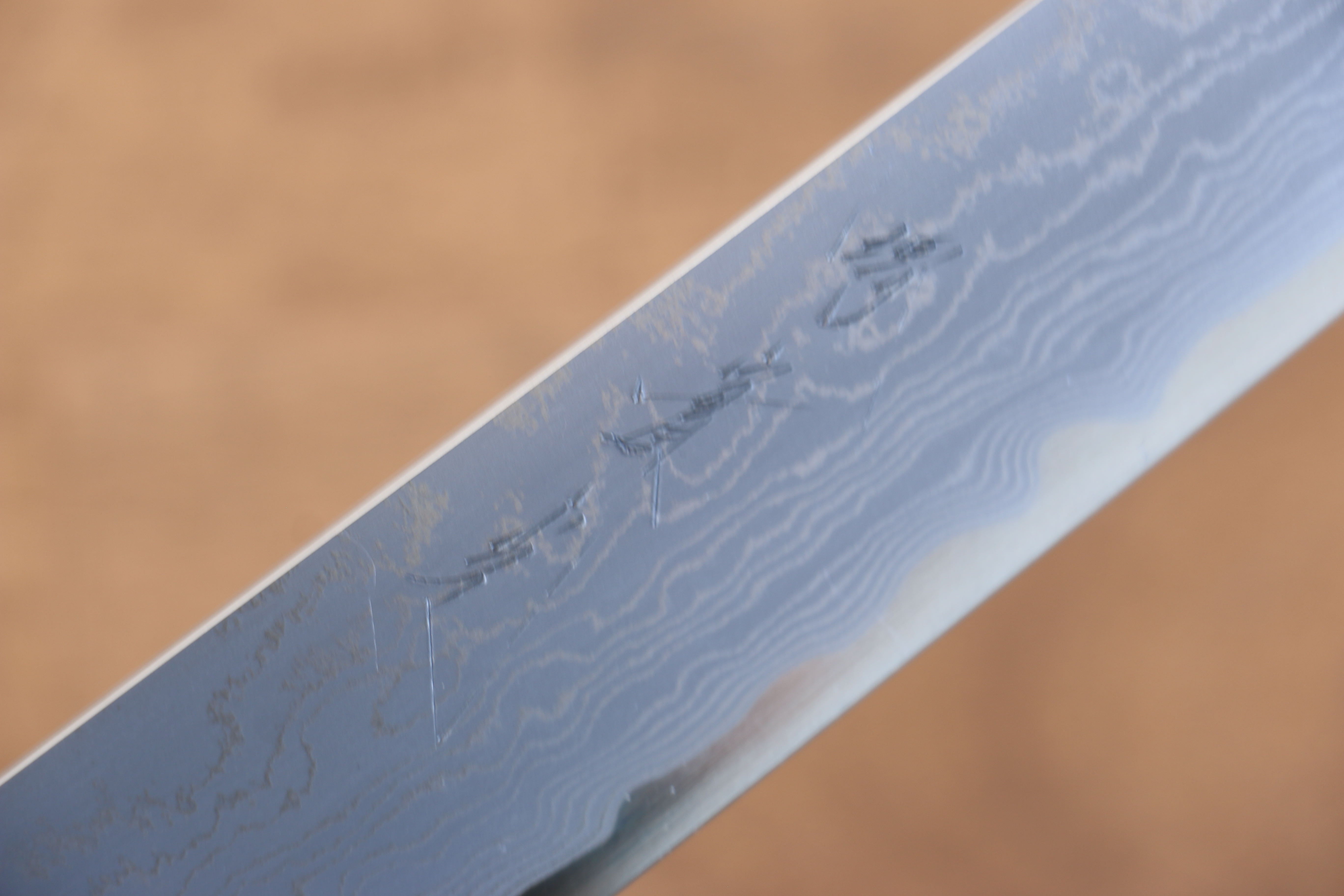 Jikko Blue Steel Damascus Sakimaru Sujihiki 270mm Ebony with Double Ring Handle - Japanny - Best Japanese Knife