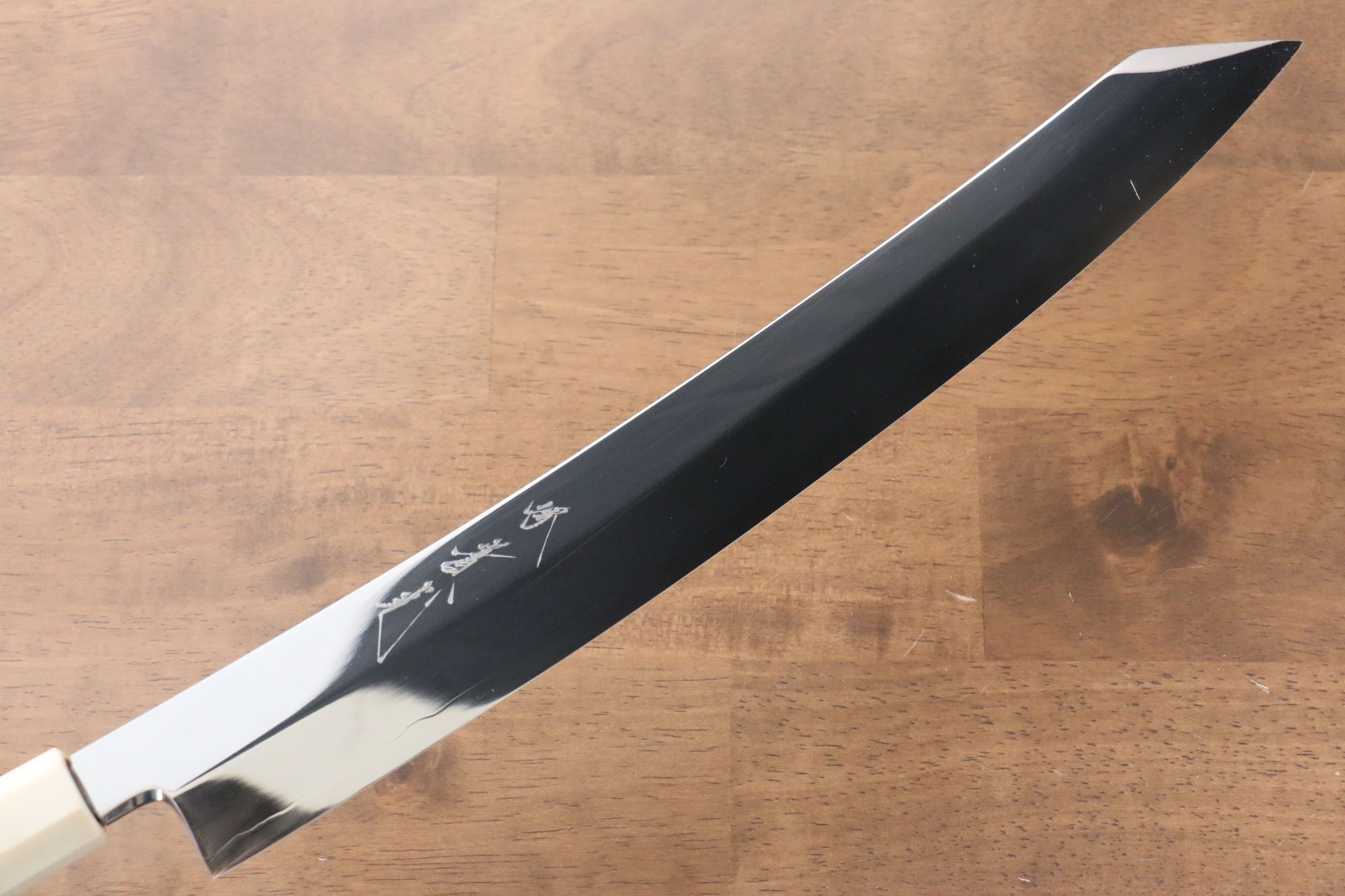Jikko Silver Steel No.3 Mirrored Finish Kiritsuke Yanagiba 330mm Ebony with Ring Handle - Japanny - Best Japanese Knife