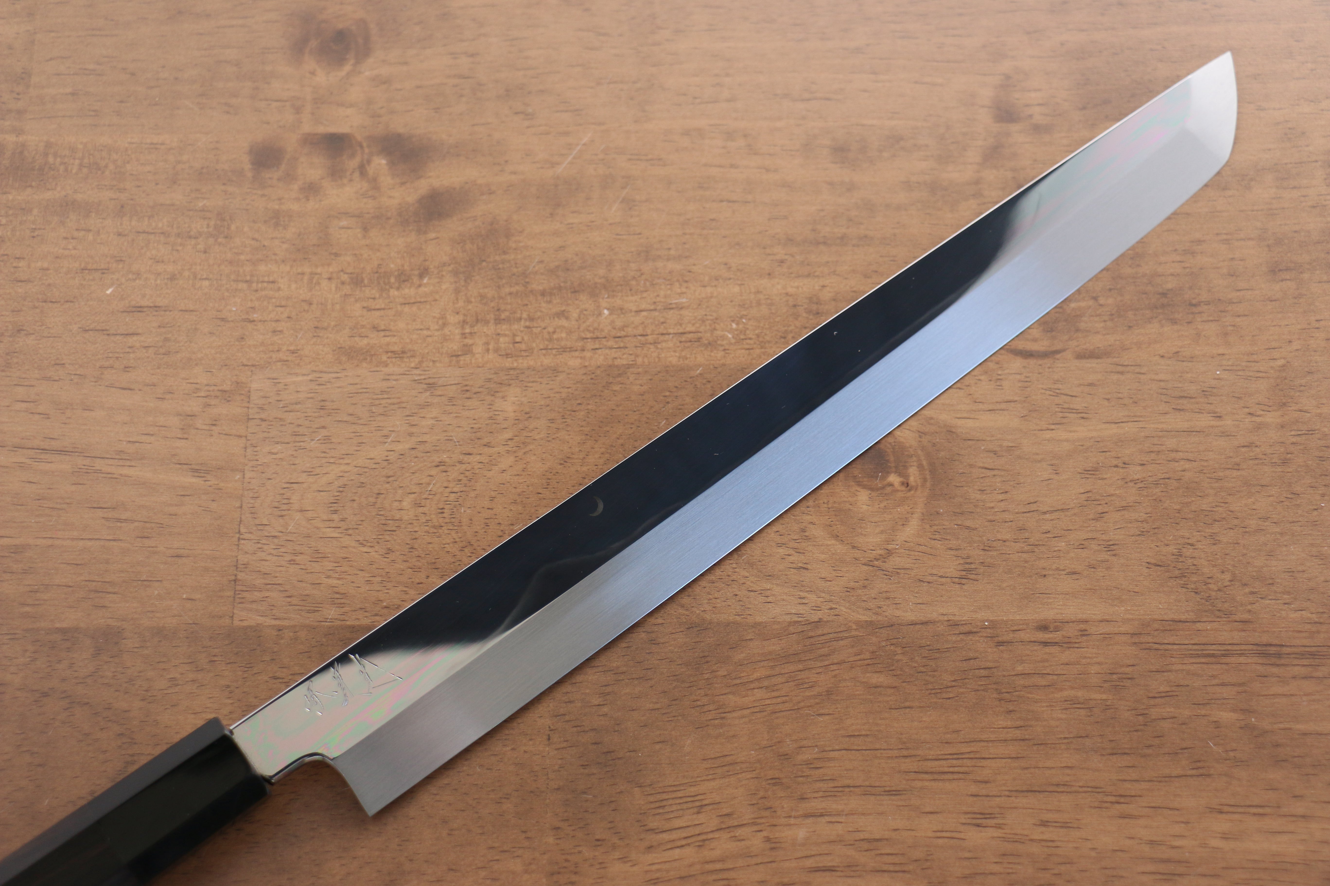 Jikko Fujisan Honyaki White Steel No.3 Mirrored Finish Sakimaru Yanagiba 300mm Ebony Wood Handle - Japanny - Best Japanese Knife