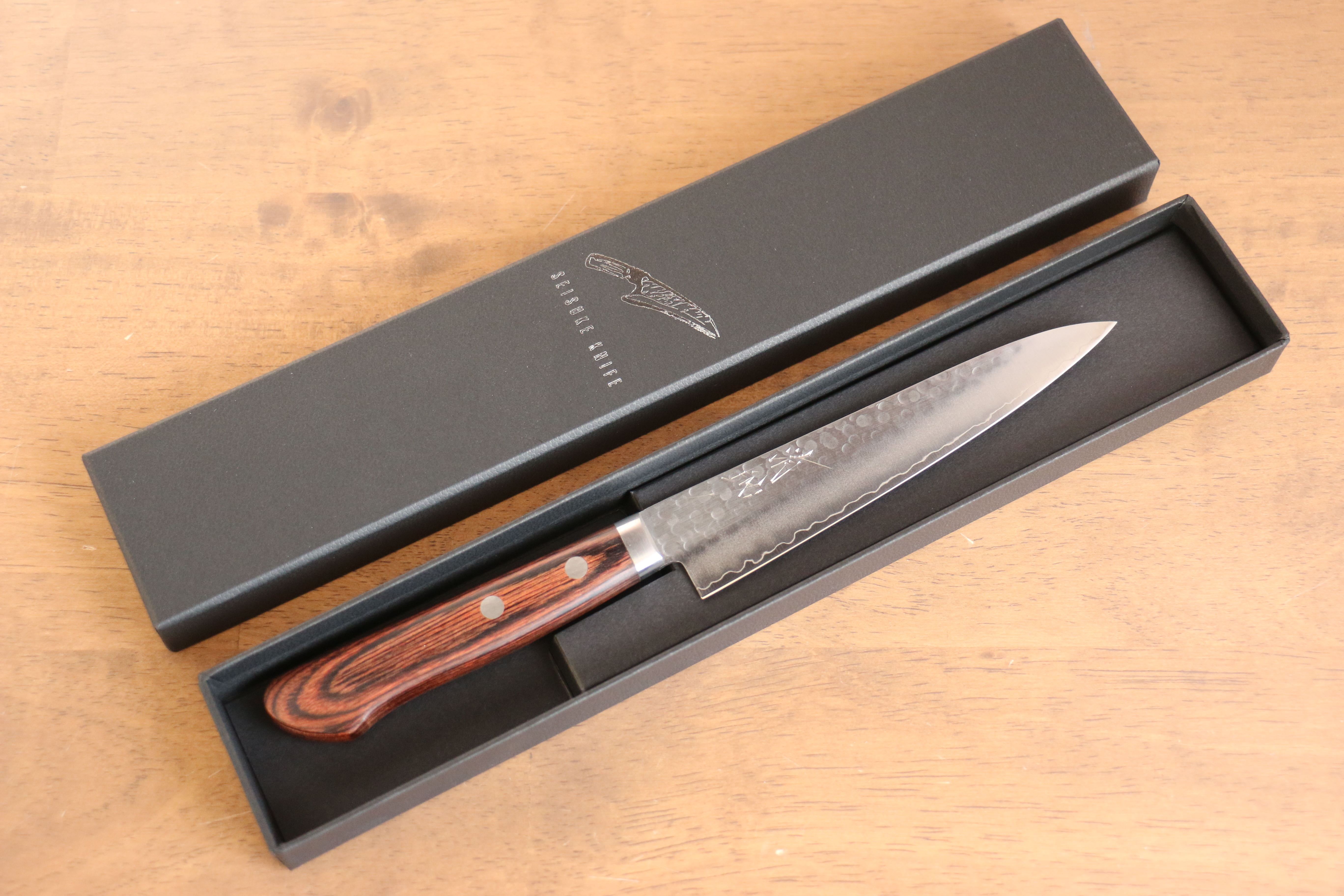 Seisuke Swedish Steel-stn Petty-Utility Mahogany Handle - Japanny - Best Japanese Knife