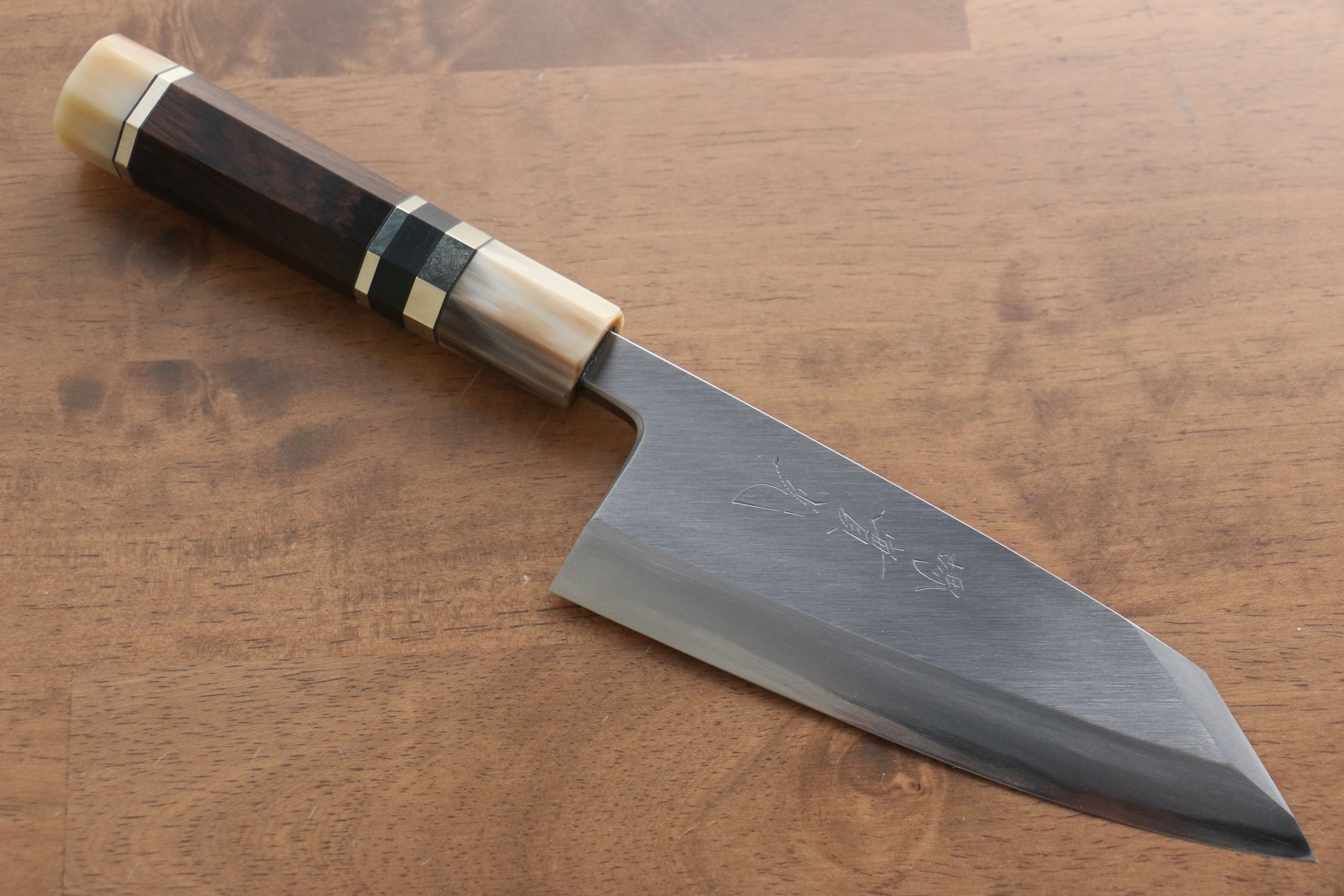 Jikko Shiko White Steel Kiritsuke Deba 150mm Ebony with Double Ring Handle - Japanny - Best Japanese Knife
