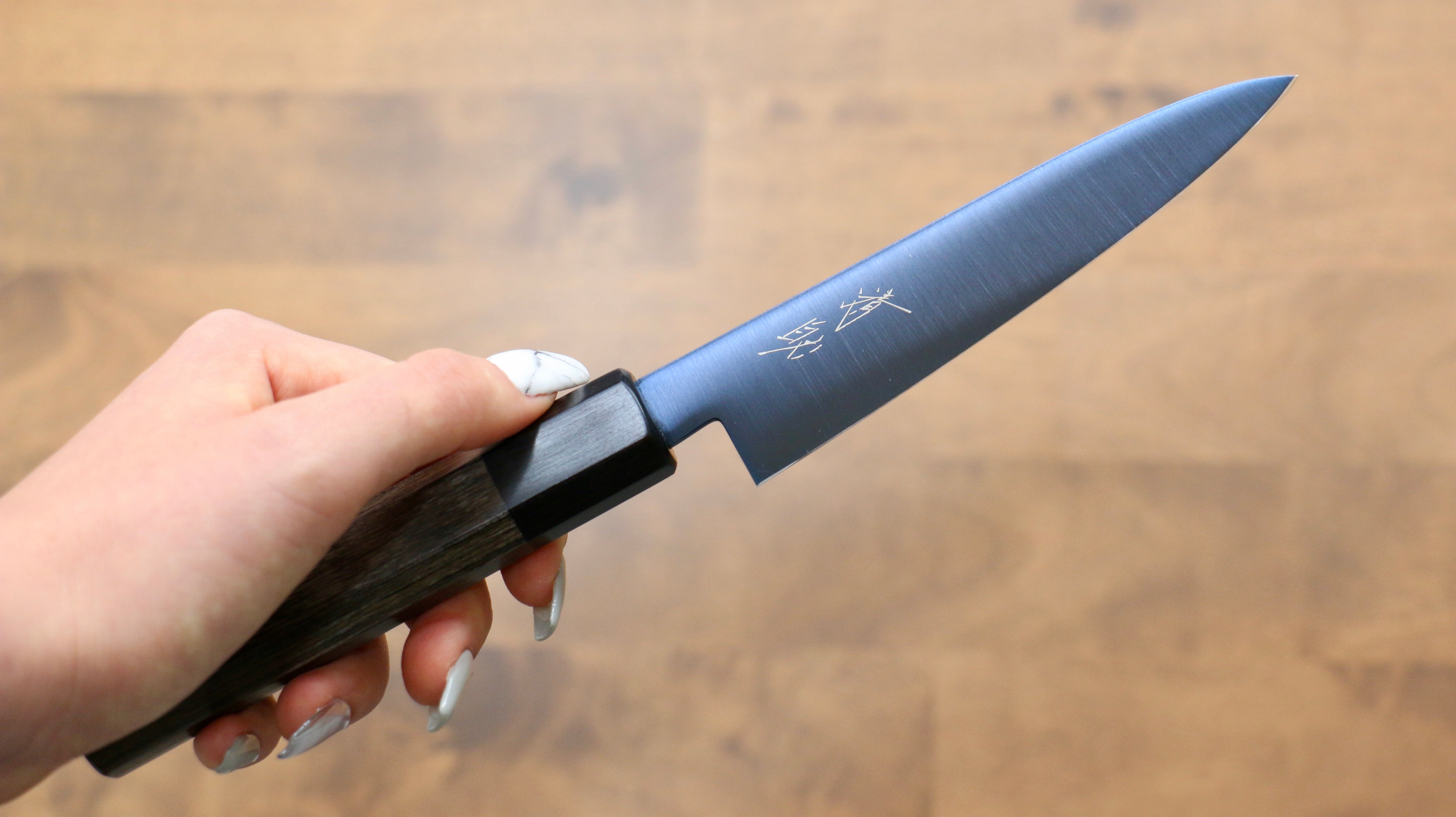 Seisuke SK-85 Ion plating Migaki Finished Petty-Utility 120mm Gray Pakka wood Handle - Japanny - Best Japanese Knife