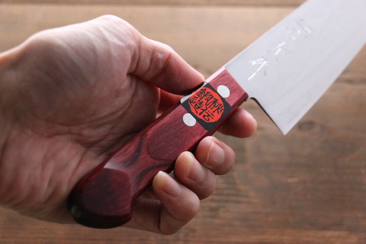 Shigeki Tanaka VG10 17 Layer Damascus Gyuto 180mm Red Pakka wood Handle - Japanny - Best Japanese Knife