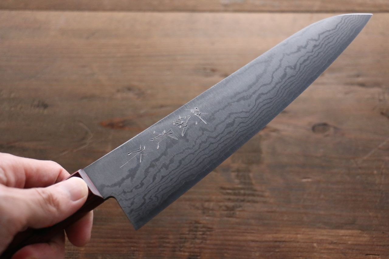 Shigeki Tanaka VG10 17 Layer Damascus Gyuto 210mm Red Pakka wood Handle - Japanny - Best Japanese Knife