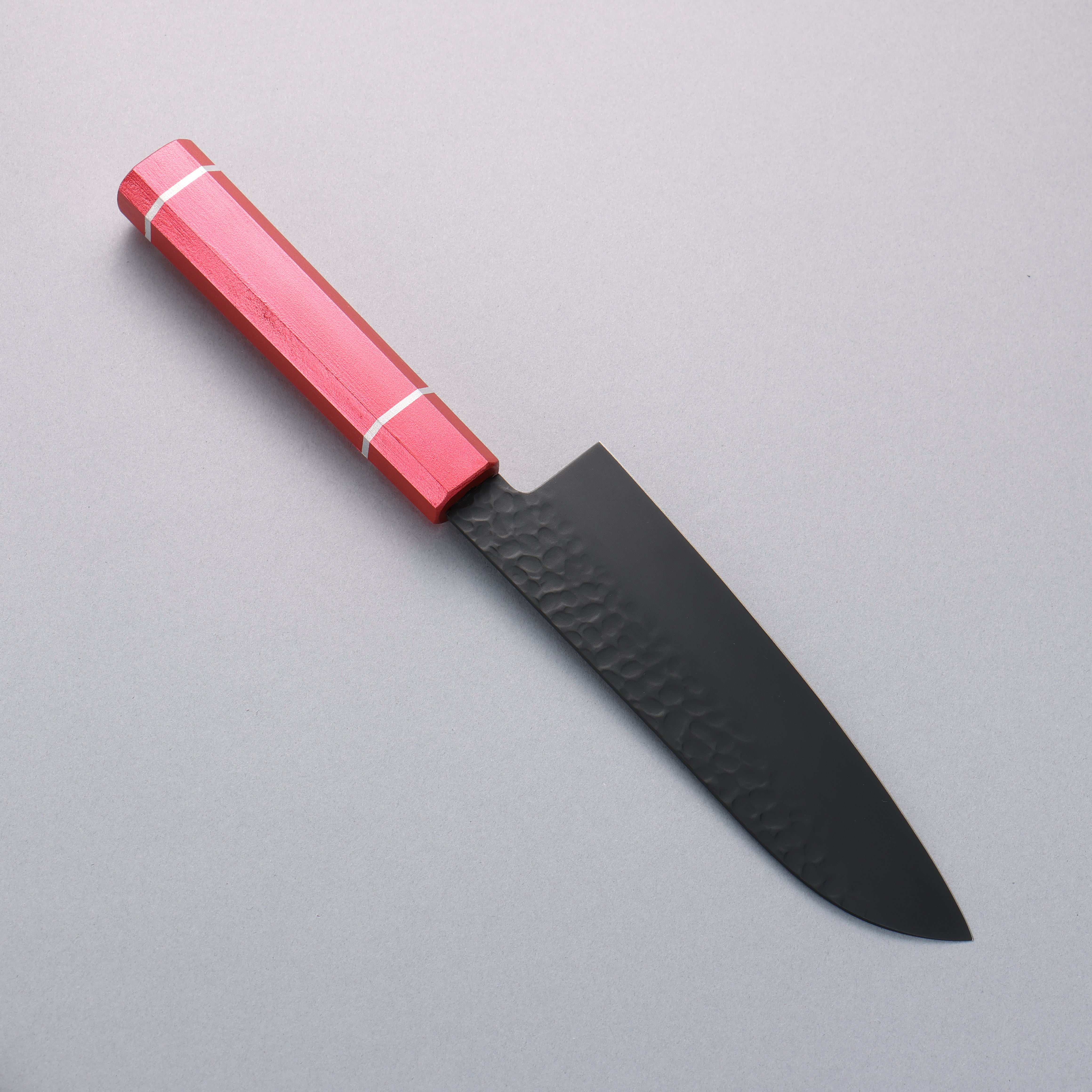 Sakai Takayuki Kurokage VG10 Hammered Teflon Coating Santoku 170mm Live oak Lacquered (Kouseki) Handle - Japanny - Best Japanese Knife