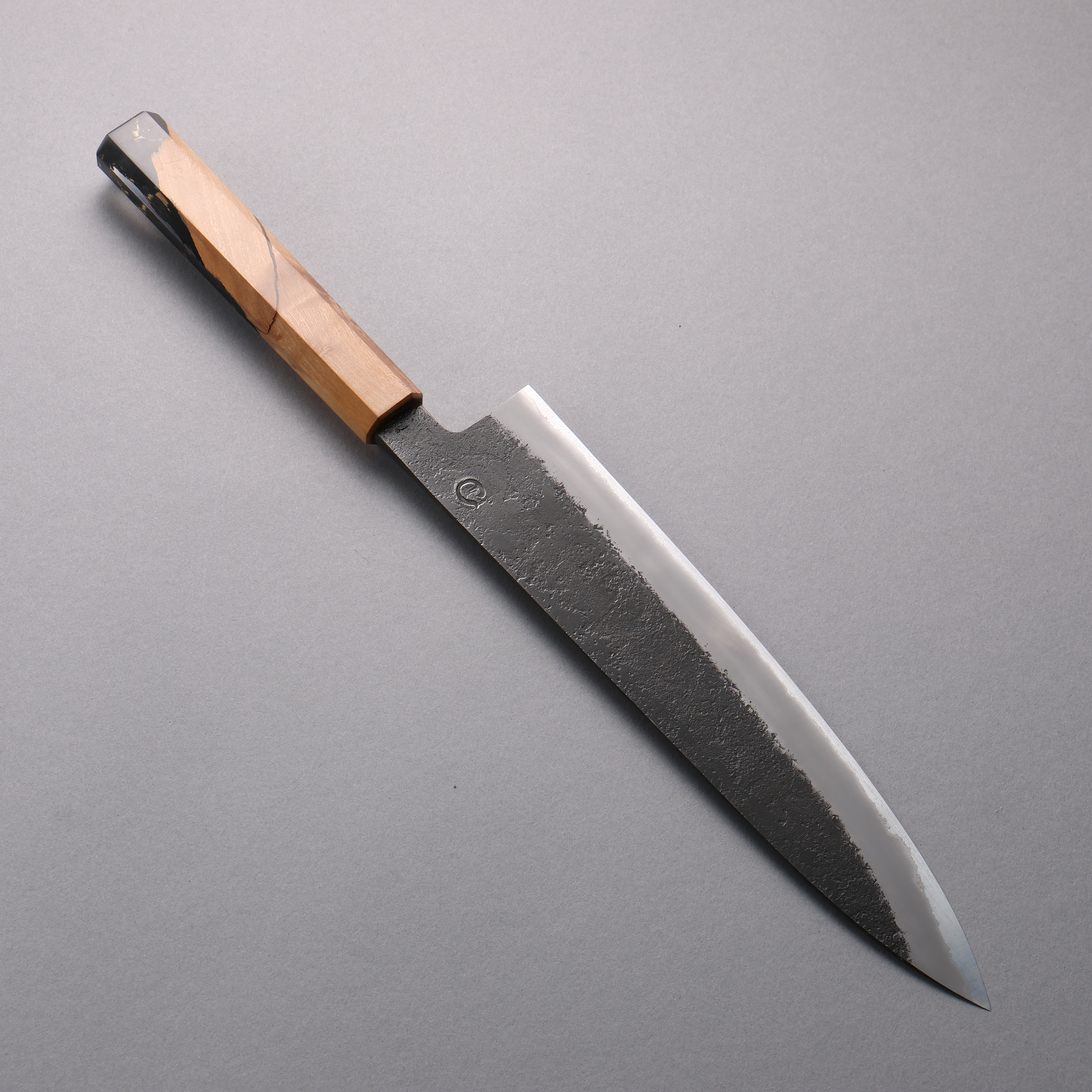 Hozantomoe White Steel No.2 Black Finished Gyuto 240mm Olive Tree and Black Resin Handle - Japanny - Best Japanese Knife