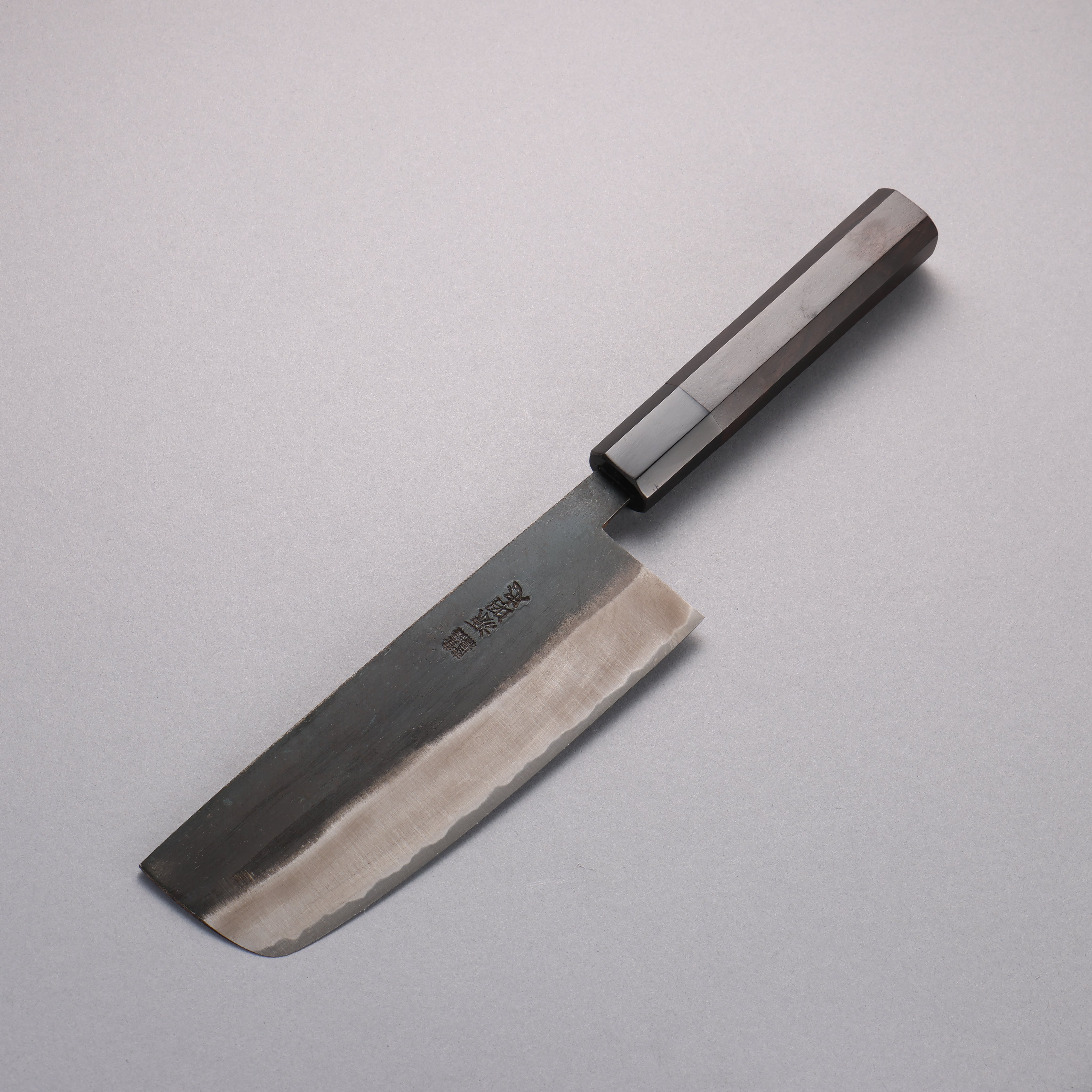 Minamoto Akitada White Steel No.2 Black Finished Nakiri  165mm Ebony Wood Handle - Japanny - Best Japanese Knife