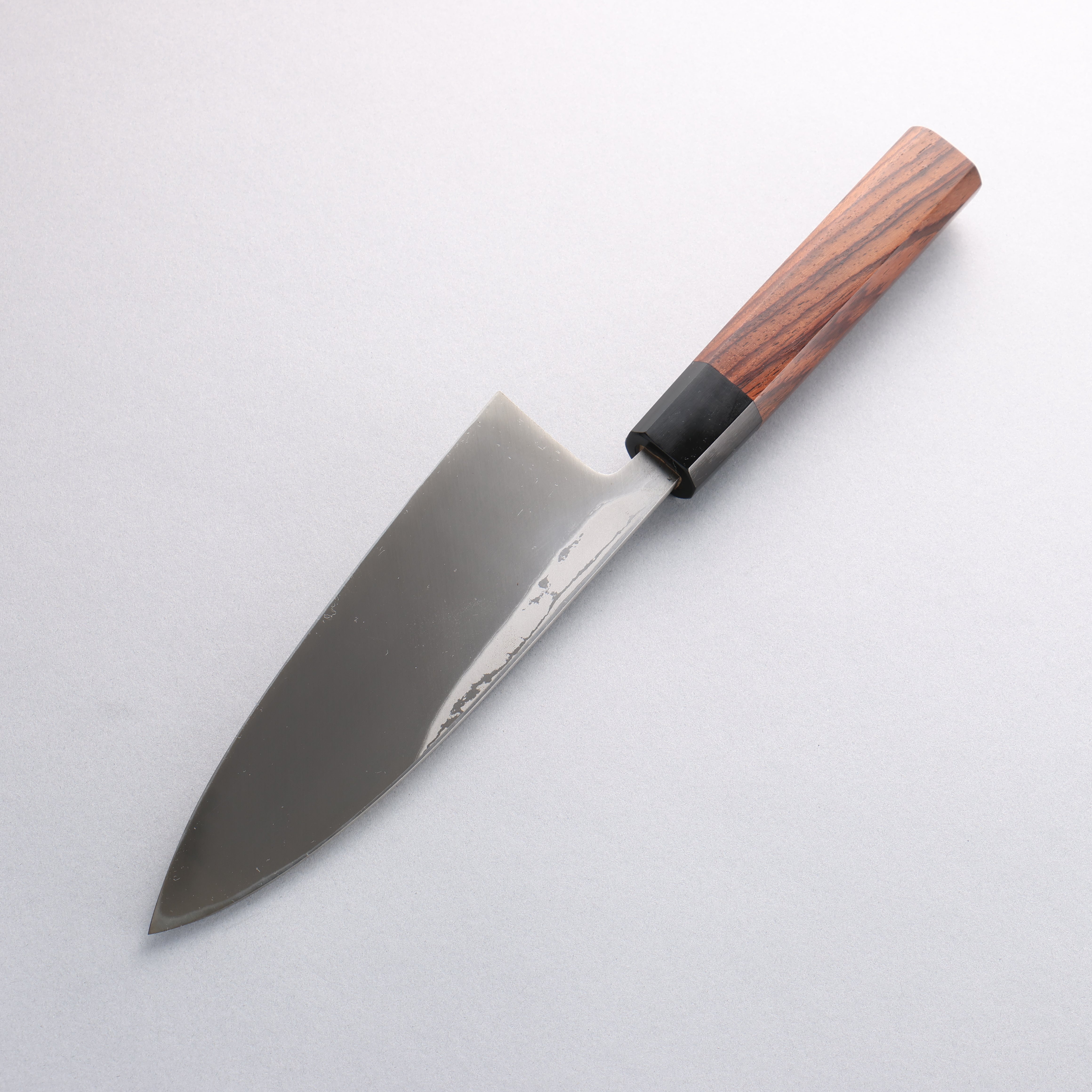 Hideo Kitaoka [Left Handed] White Steel No.2 Damascus Deba 180mm Shitan Handle - Japanny - Best Japanese Knife