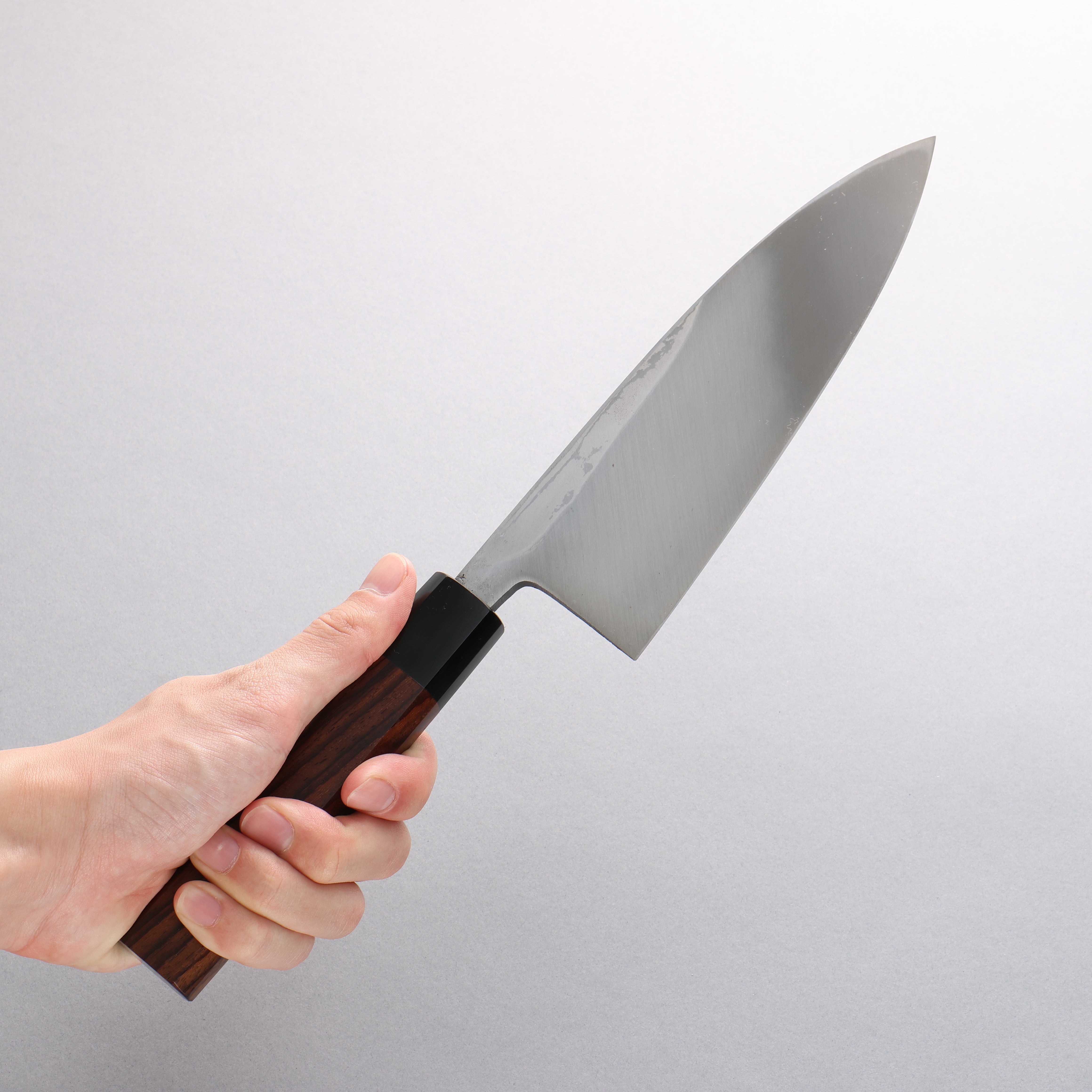Hideo Kitaoka [Left Handed] White Steel No.2 Damascus Deba 180mm Shitan Handle - Japanny - Best Japanese Knife