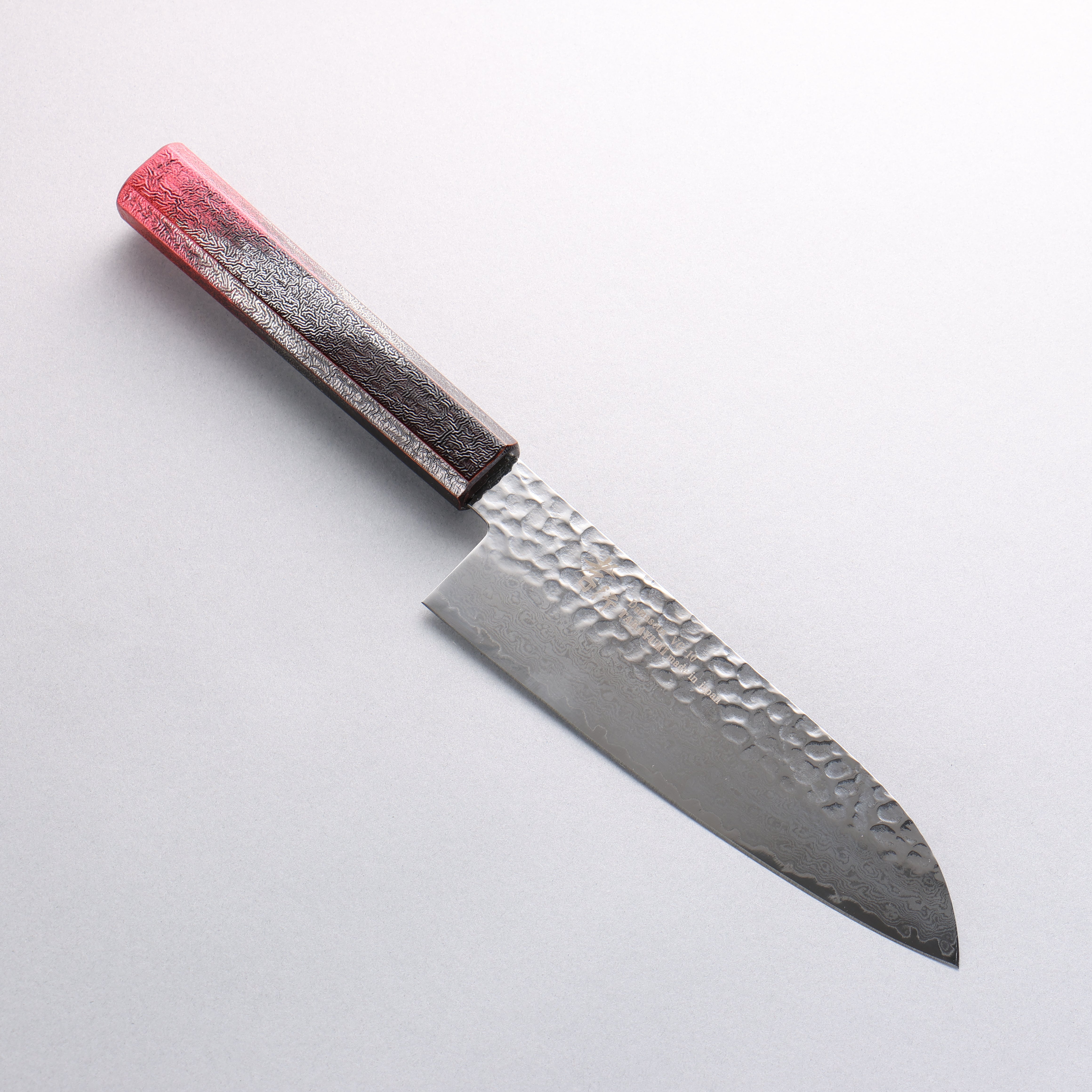 Sakai Takayuki Rinnou VG10 33 Layer Damascus Santoku 170mm Red Lacquered Handle - Japanny - Best Japanese Knife