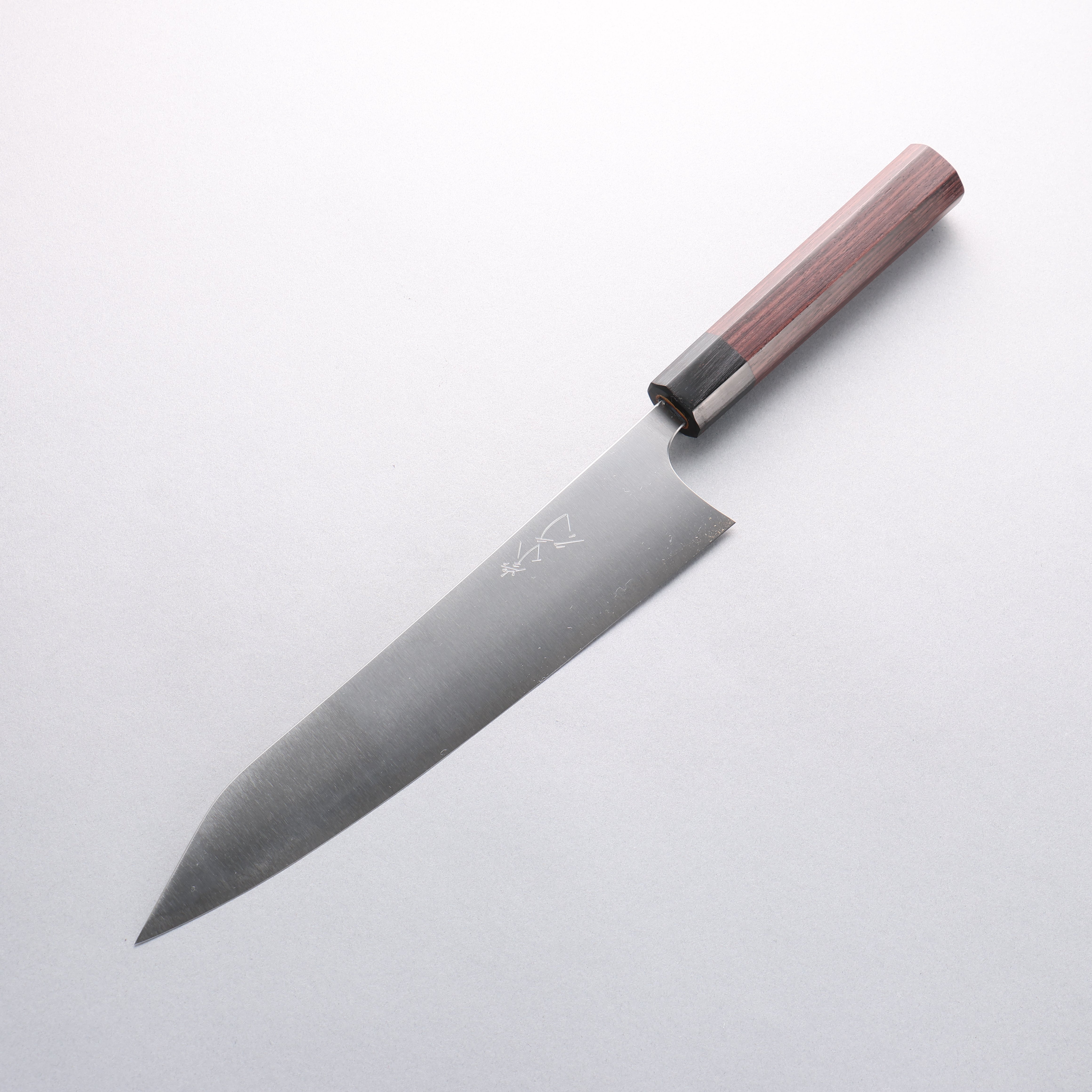 Shibata Takayuki Koutetsu Blue Super Gyuto 240mm Rosewood (Ferrule: Black Pakka Wood) Handle - Japanny - Best Japanese Knife