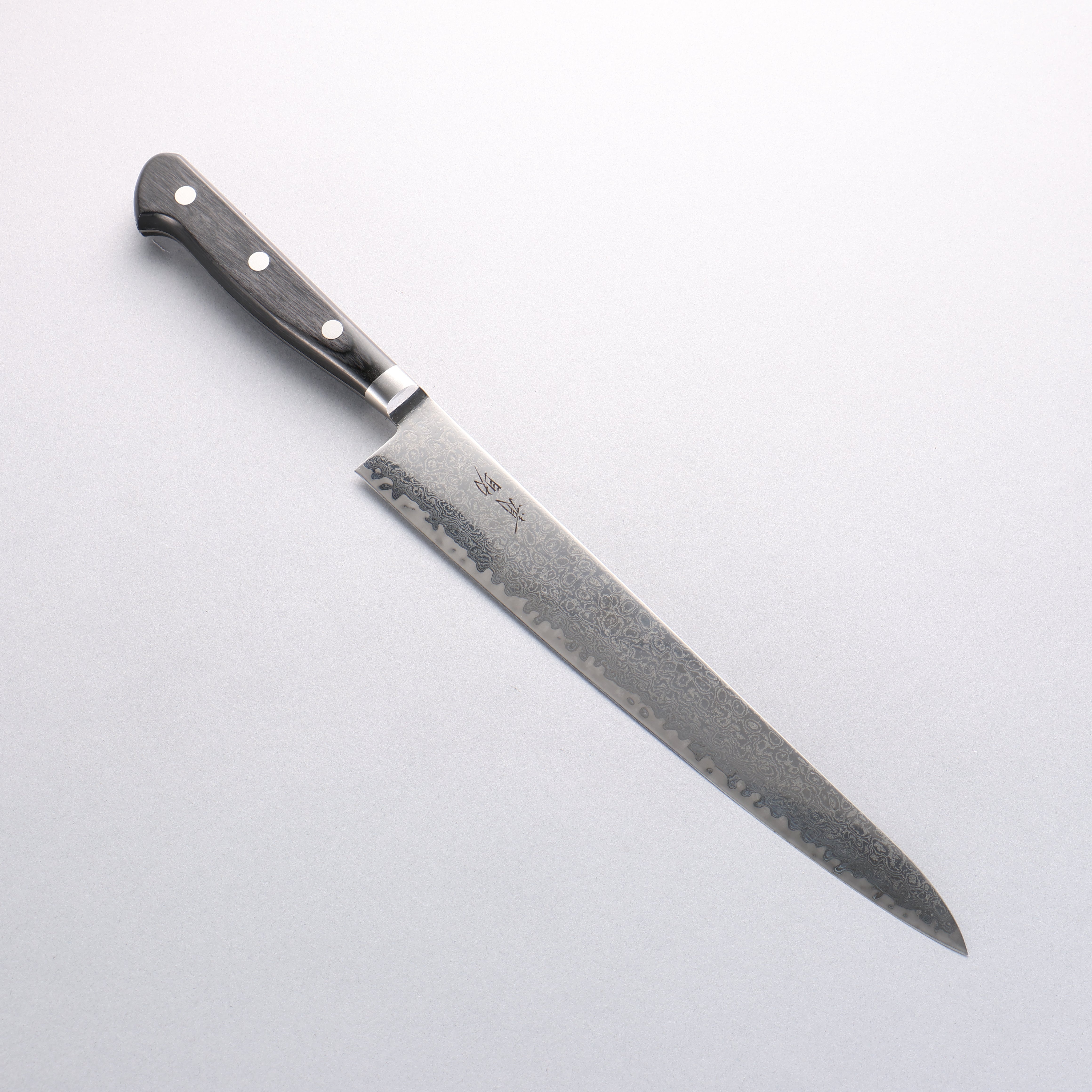 Seisuke Kagami2 AUS10 Mirrored Finish Damascus Sujihiki 240mm Black Pakka wood Handle - Japanny - Best Japanese Knife