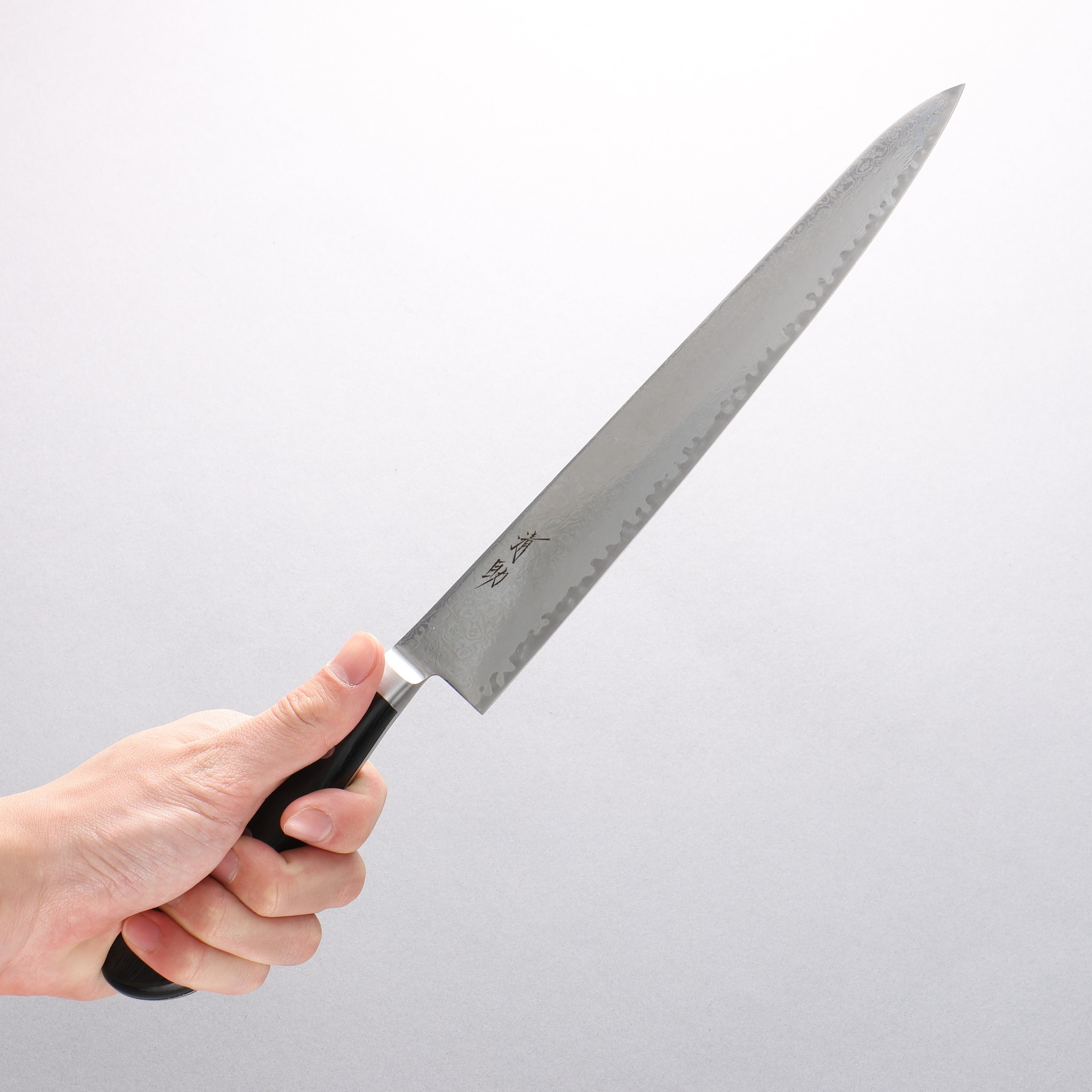 Seisuke Kagami2 AUS10 Mirrored Finish Damascus Sujihiki 240mm Black Pakka wood Handle - Japanny - Best Japanese Knife