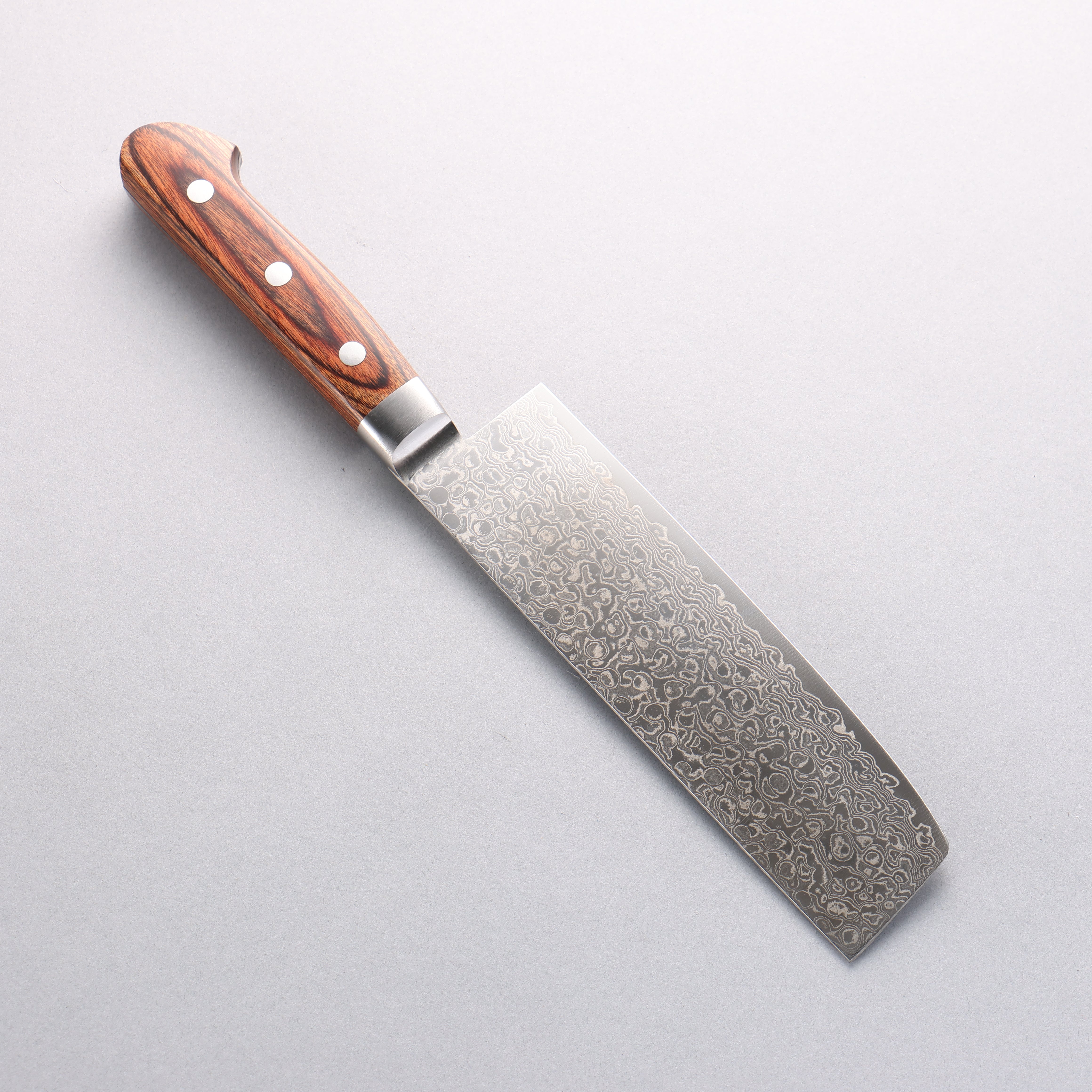 Seisuke Mokusei ZA-18 Mirrored Finish Damascus Nakiri 165mm Brown Pakka wood Handle - Japanny - Best Japanese Knife