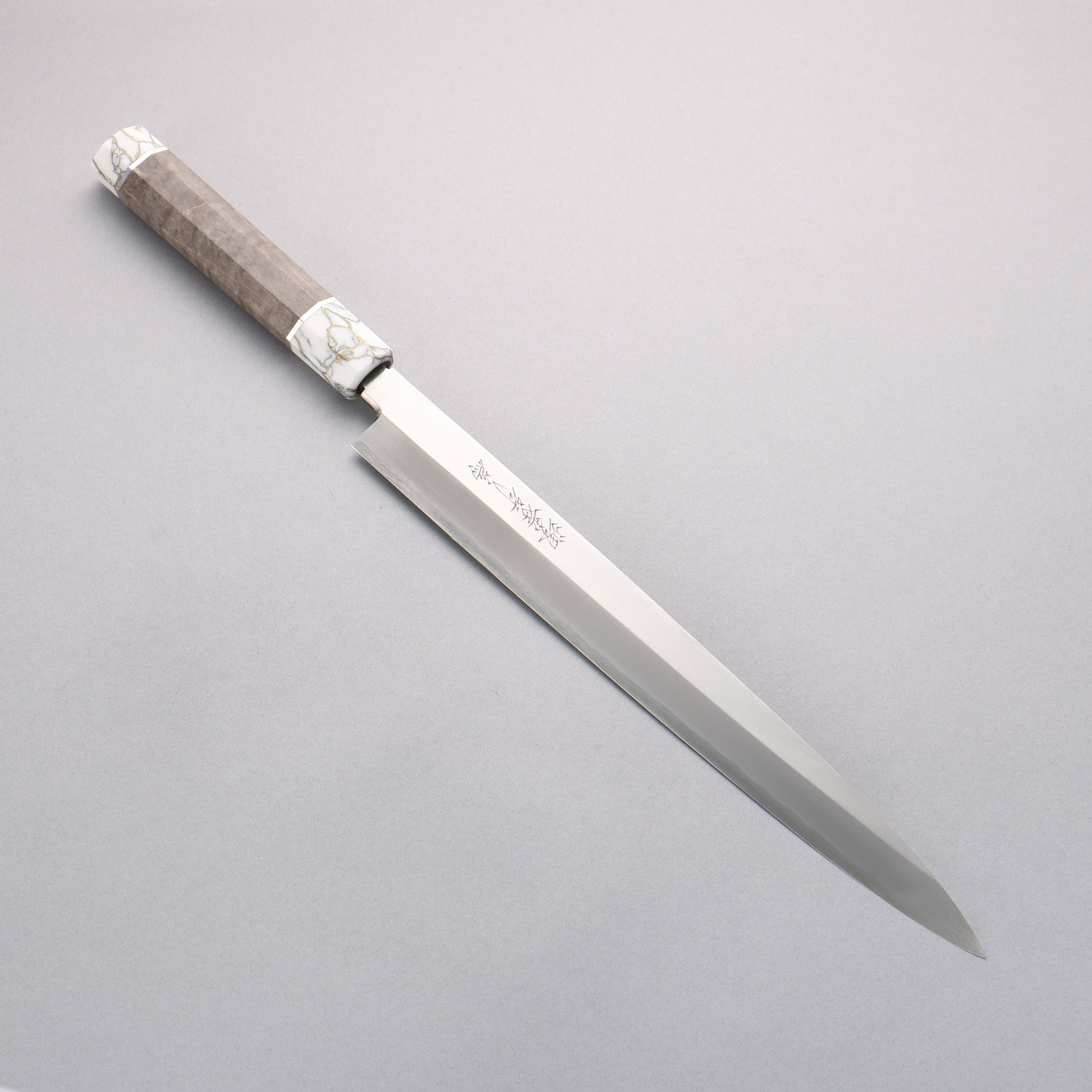 Sakai Takayuki Chef Series Silver Steel No.3 Yanagiba 300mm Stabilized wood (White Ferrule and End Cap) Handle with Sheath - Japanny - Best Japanese Knife