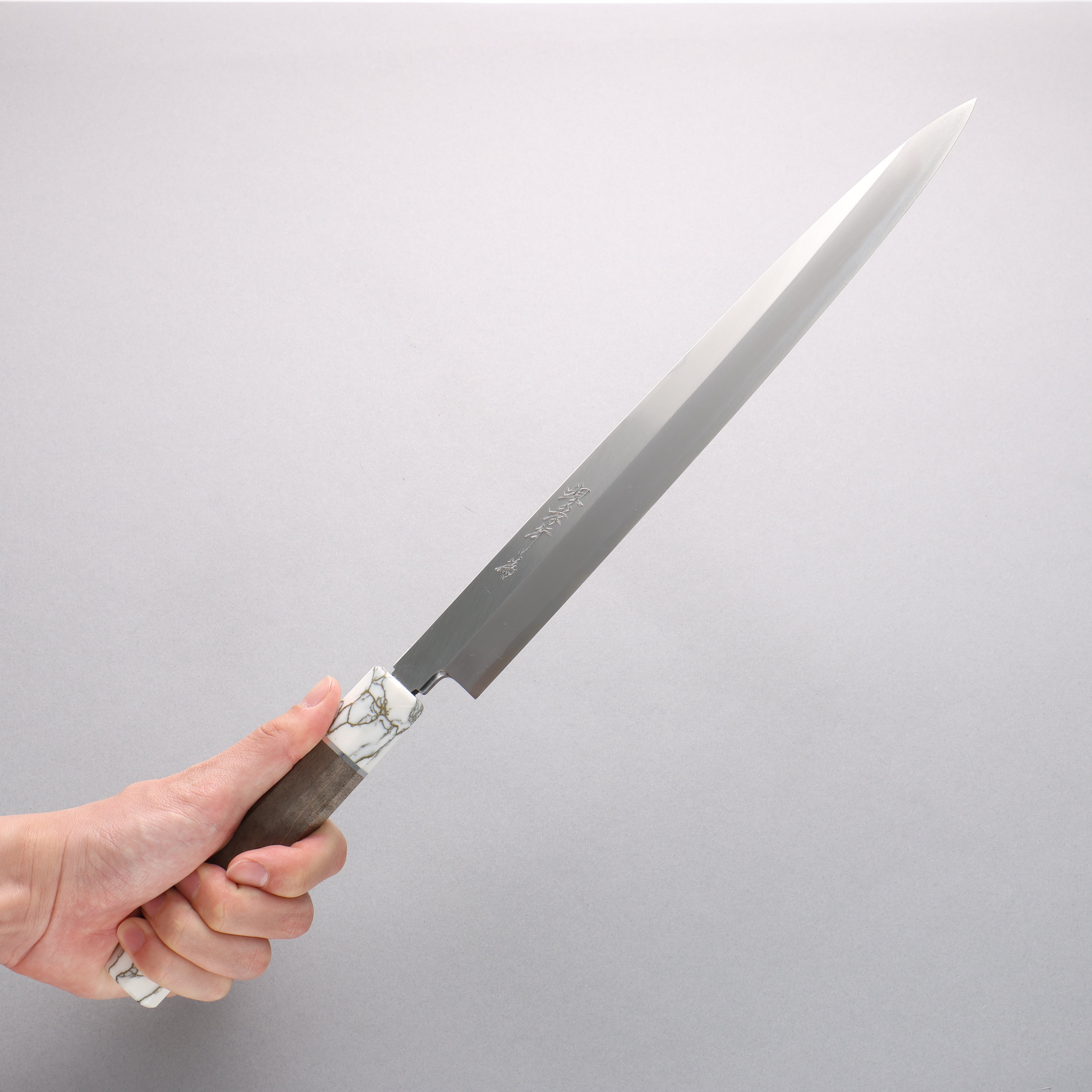 Sakai Takayuki Chef Series Silver Steel No.3 Yanagiba 300mm Stabilized wood (White Ferrule and End Cap) Handle with Sheath - Japanny - Best Japanese Knife