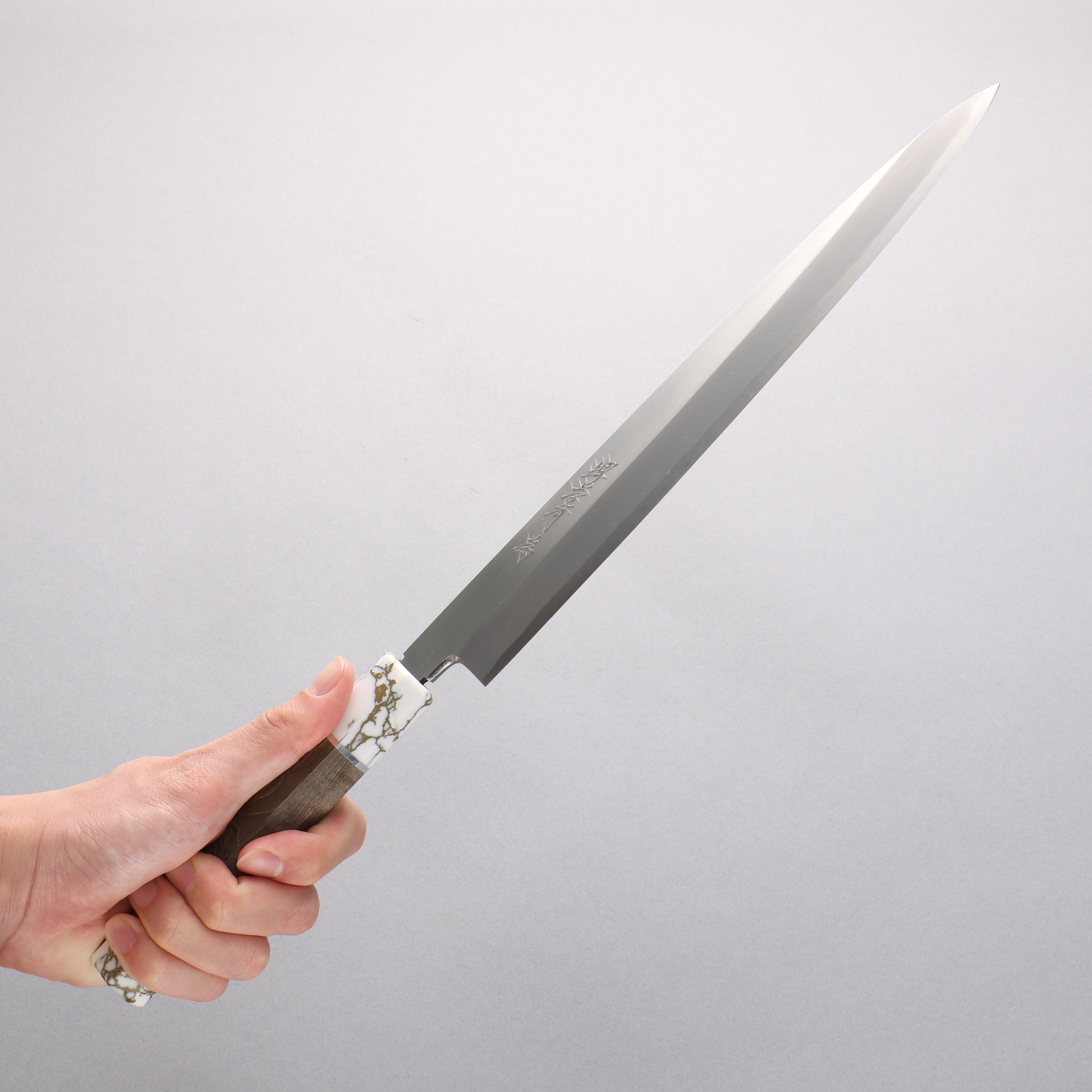 Sakai Takayuki Chef Series Silver Steel No.3 Yanagiba 270mm Stabilized wood (White Ferrule and End Cap) Handle with Sheath - Japanny - Best Japanese Knife