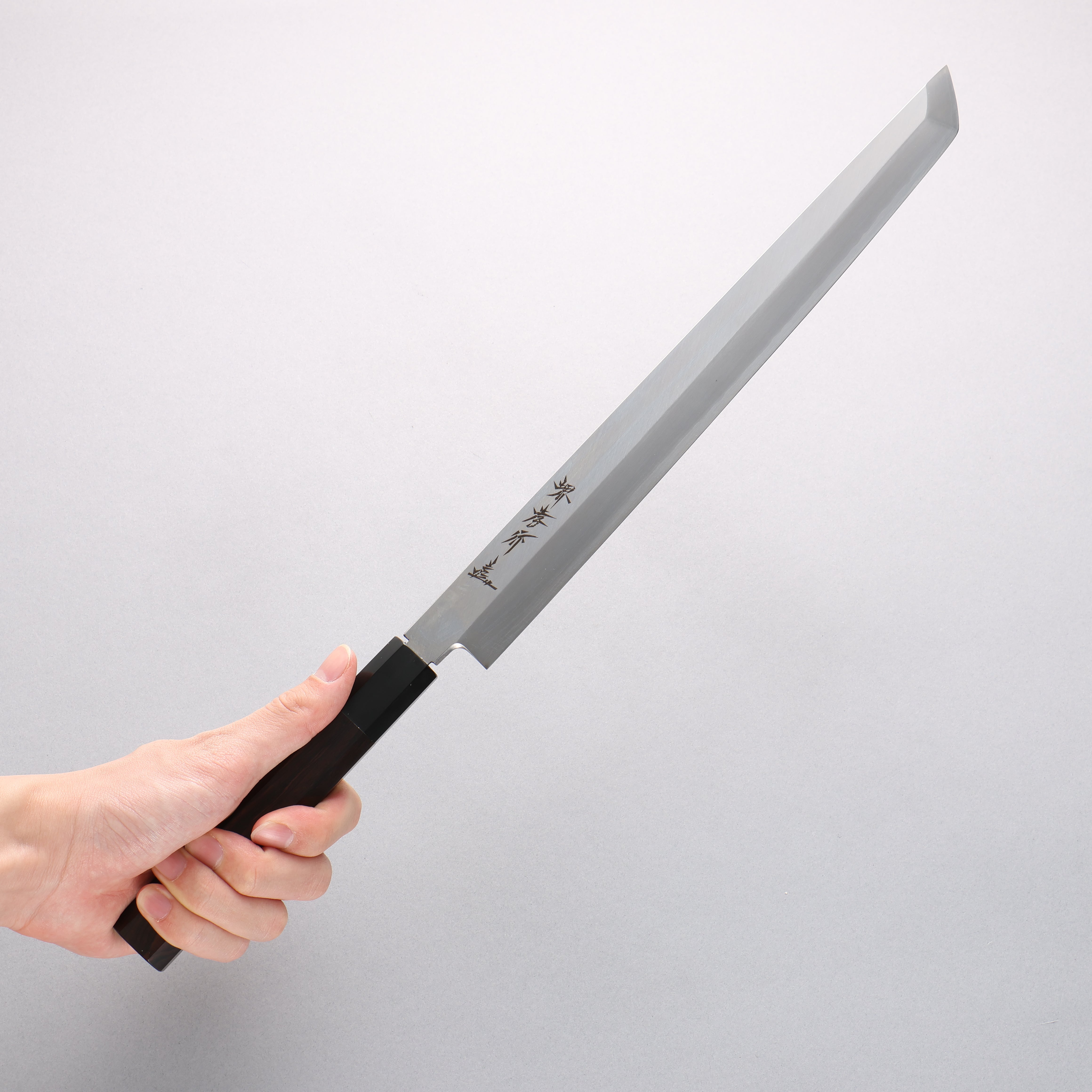 Sakai Takayuki Silver Steel No.3 Sakimaru Takohiki Ebony Wood Handle - Japanny - Best Japanese Knife