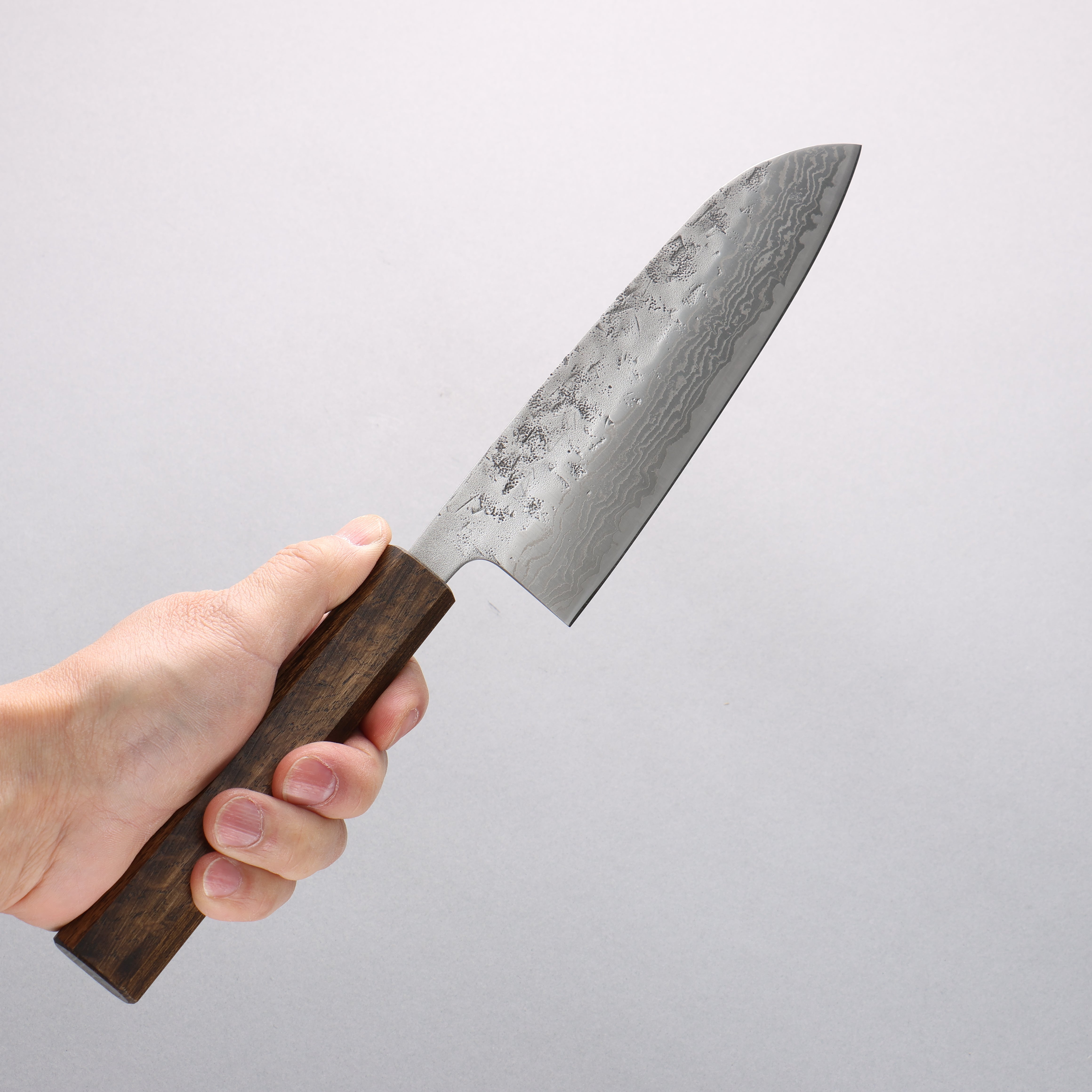 Oul Swedish Steel-stn Washiji Damascus Santoku 165mm Oak Handle - Japanny - Best Japanese Knife